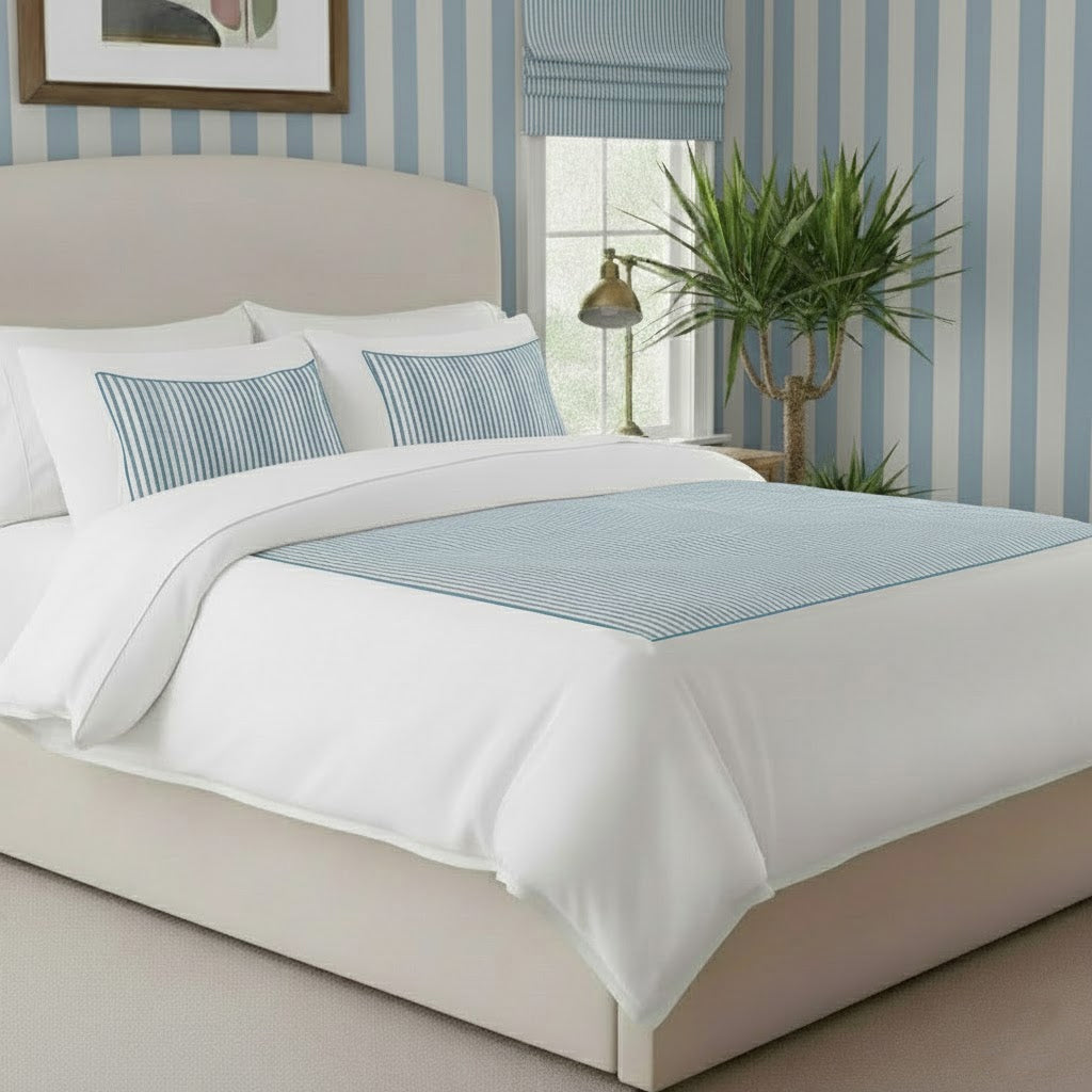Classic Applique Ticking Stripe Cotton Duvet Cover Set