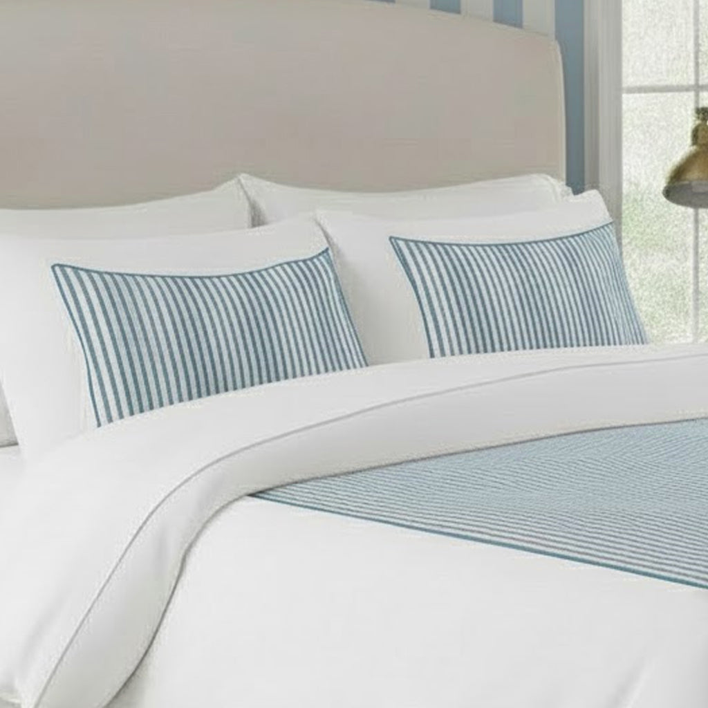 Classic Applique Ticking Stripe Cotton Duvet Cover Set