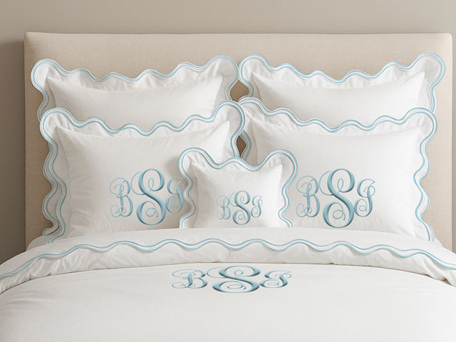 Monogram Cotton Luxurious Double Scallop Duvet Cover