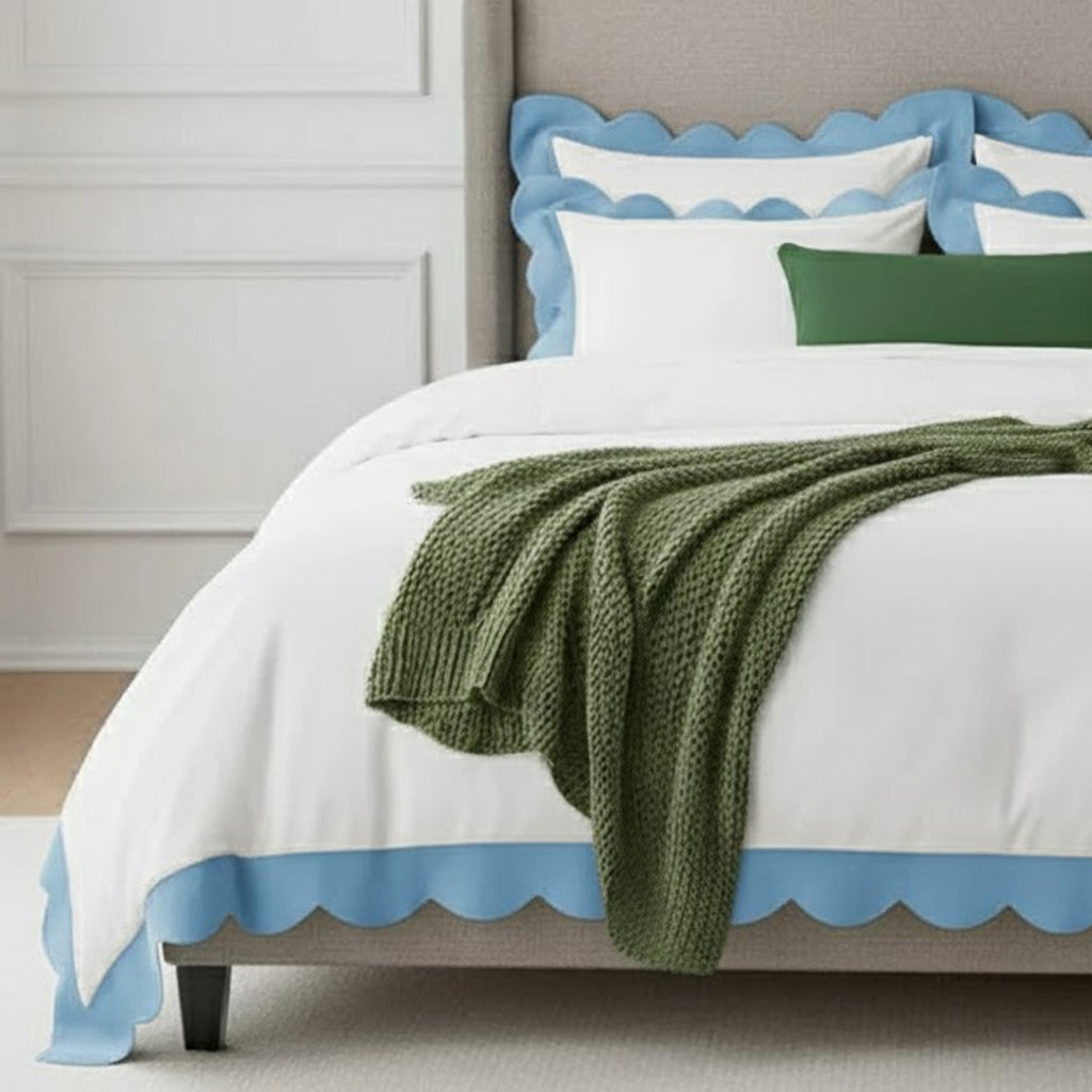 Wavy Applique Embroidery Cotton Duvet Cover Set