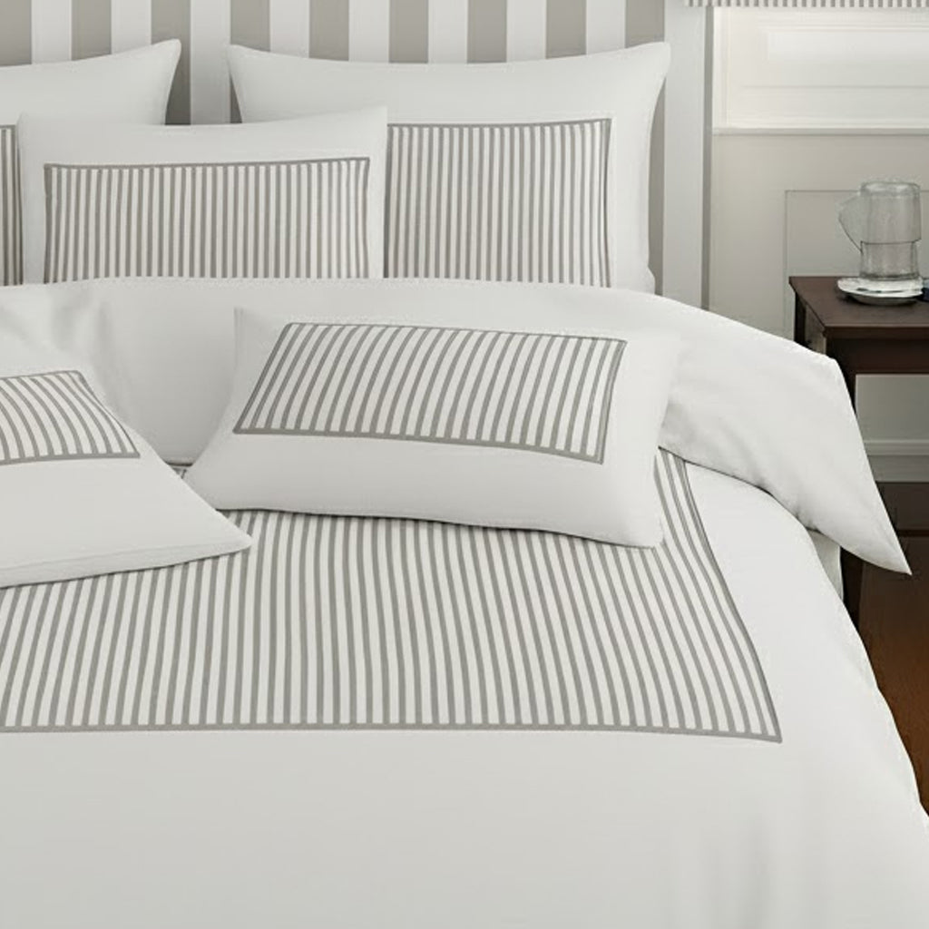 Classic Applique Ticking Stripe Cotton Duvet Cover Set