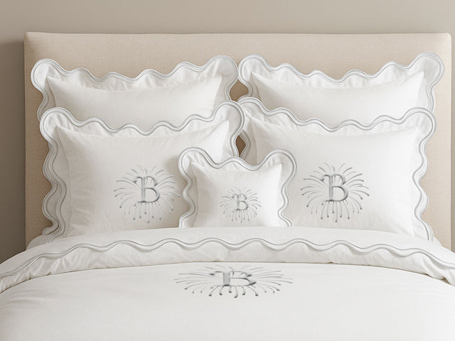 Monogram Cotton Luxurious Double Scallop Duvet Cover