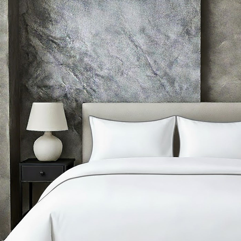 400 TC 100% Tencel Soft Silk Piping Duvet Cover Set