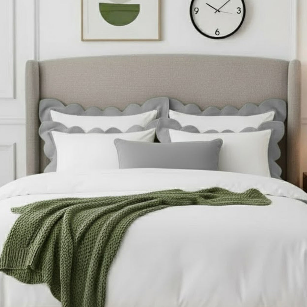 Wavy Applique Embroidery Cotton Duvet Cover Set