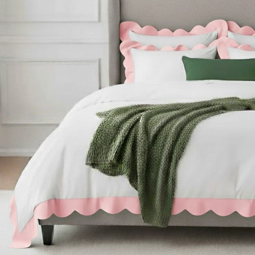 Wavy Applique Embroidery Cotton Duvet Cover Set