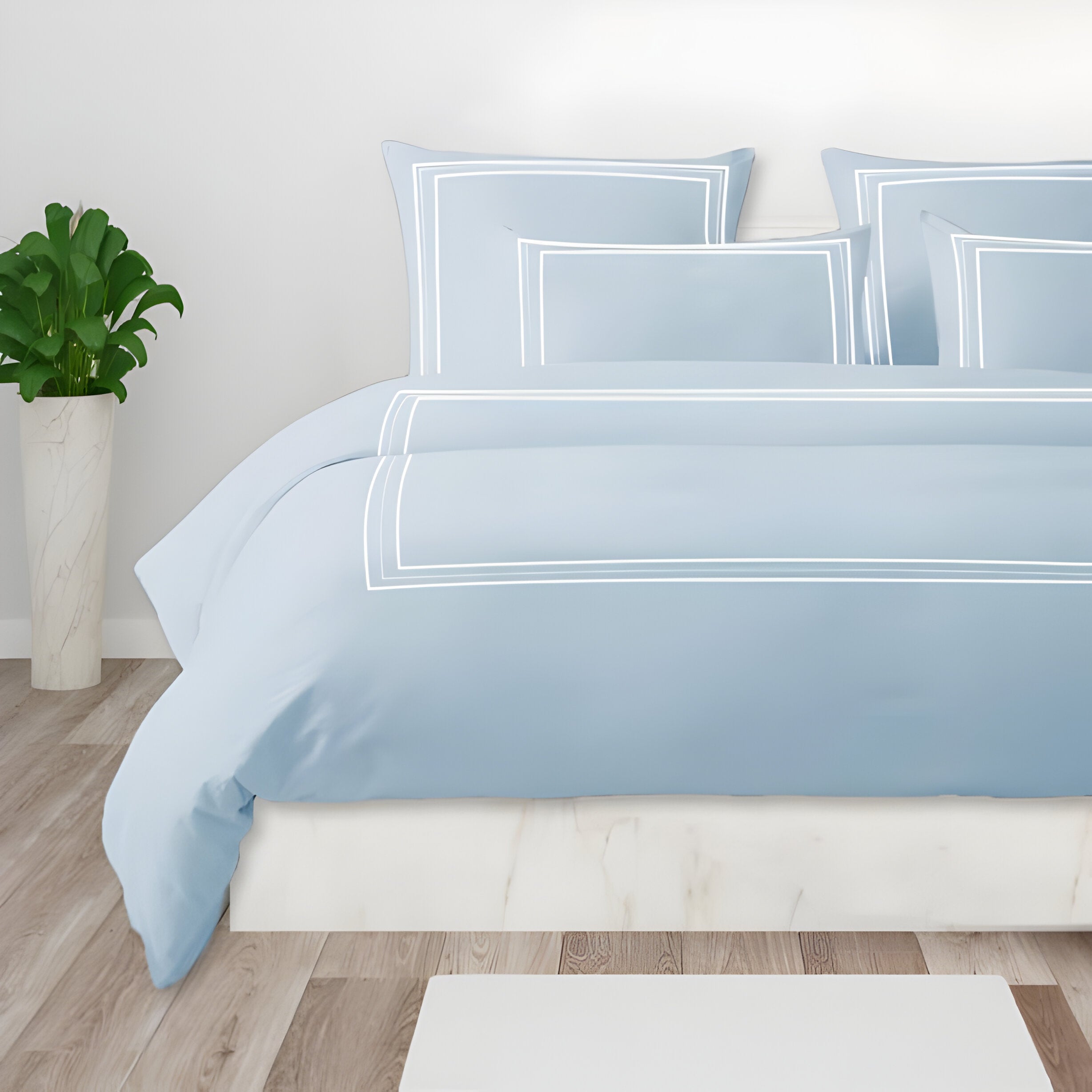 400TC Cotton Classic Luxurious Embroidery Sateen Solid Duvet Cover Set