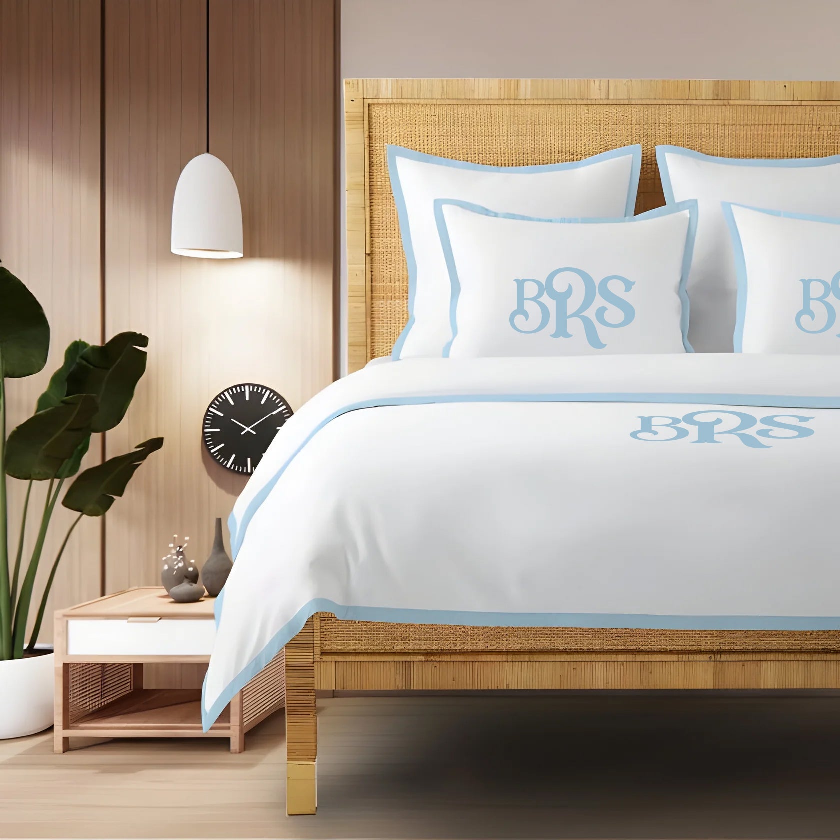 Monogram 400TC Cotton Sateen Edge Border Frame Duvet Cover set