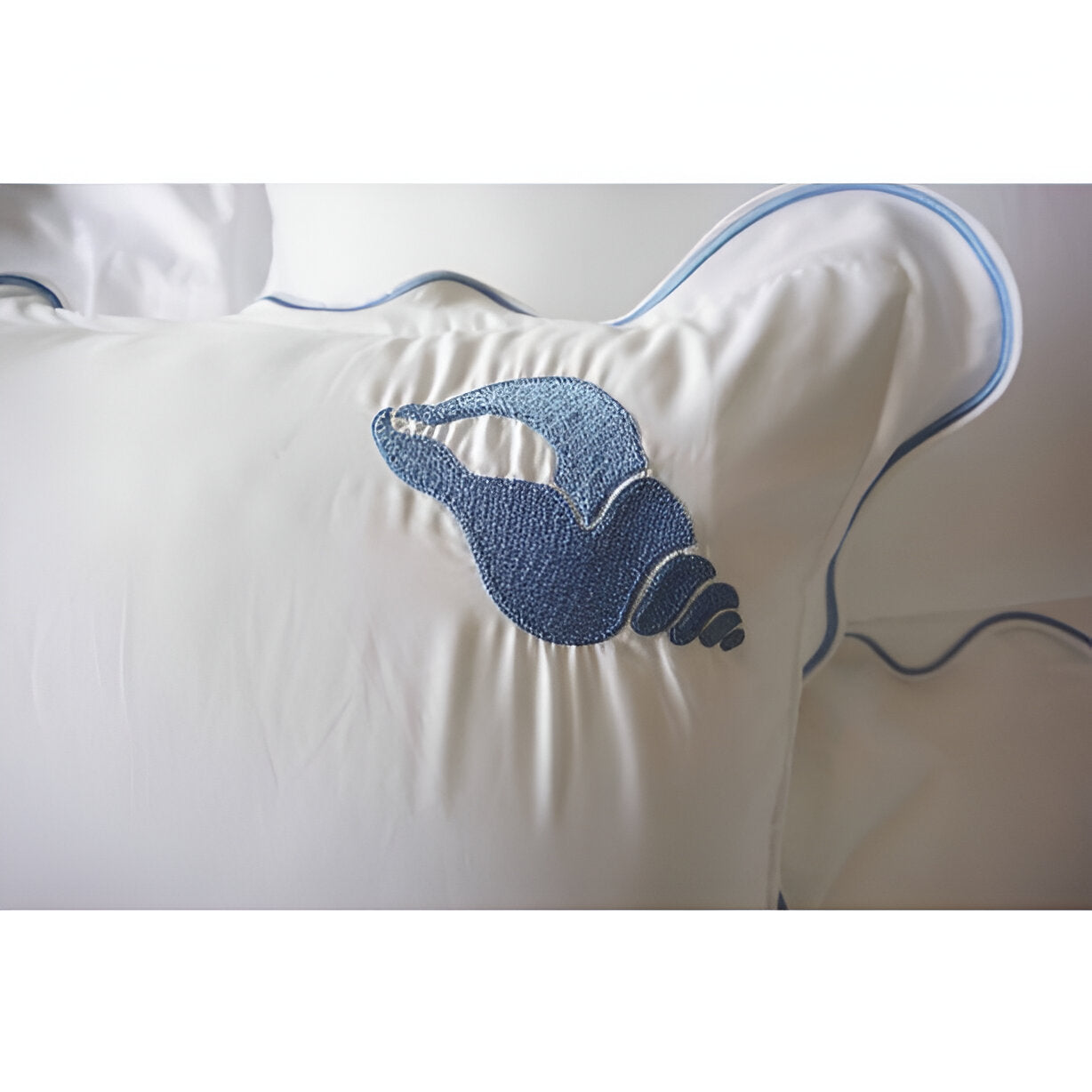 Seahorse Embroidered Cotton Sateen Duvet Cover Set