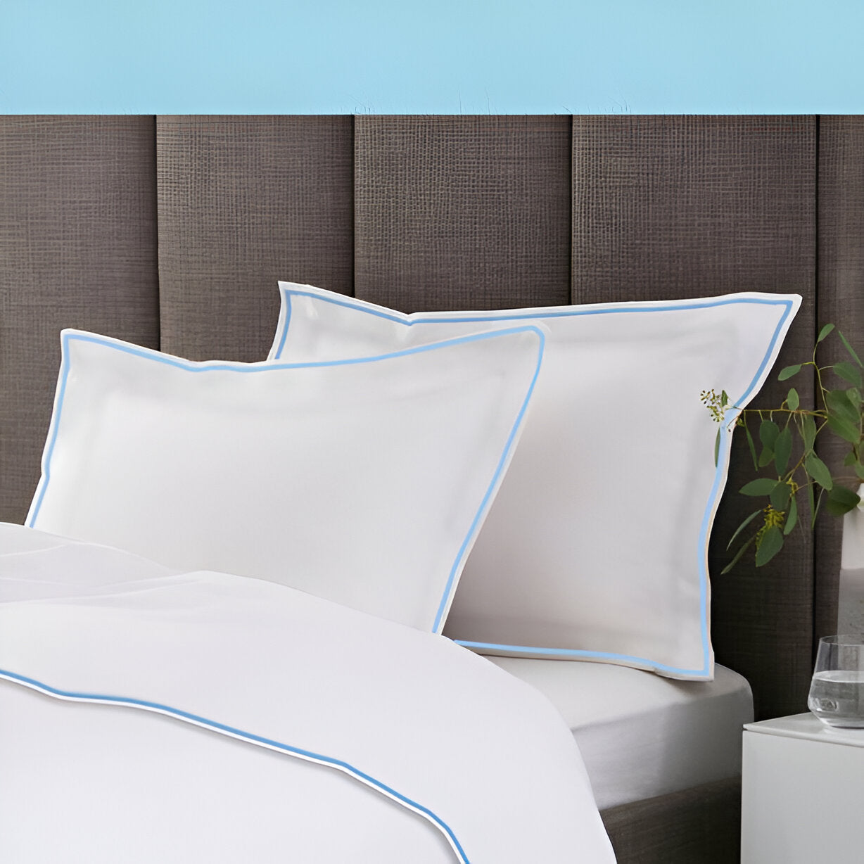 400TC Embroidery Cotton Sateen Solid Duvet Cover Set