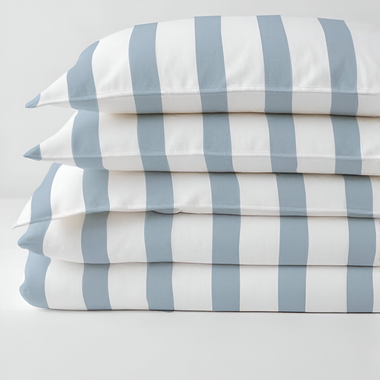 400TC Stripe Border Frame Cotton Sateen Duvet Cover Set