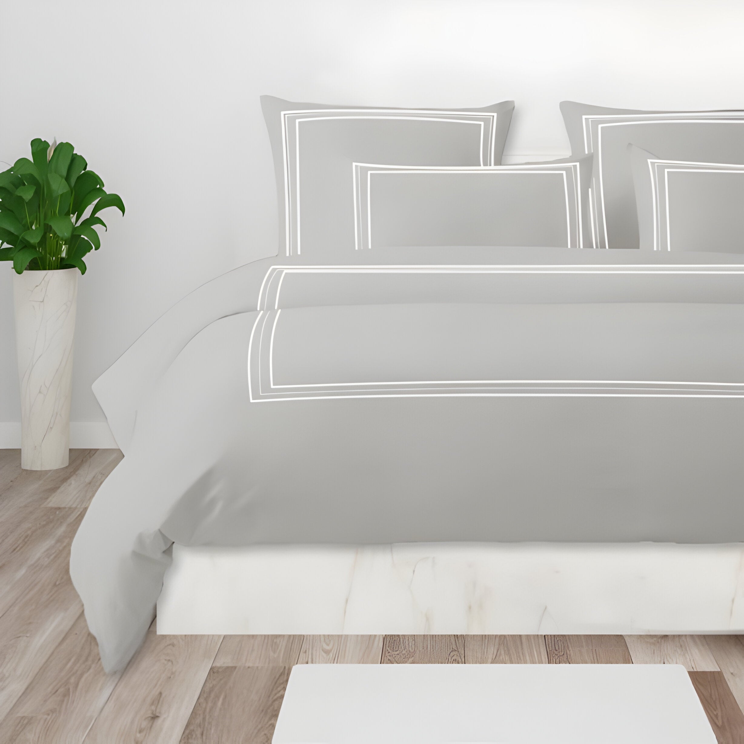 400TC Cotton Classic Luxurious Embroidery Sateen Solid Duvet Cover Set
