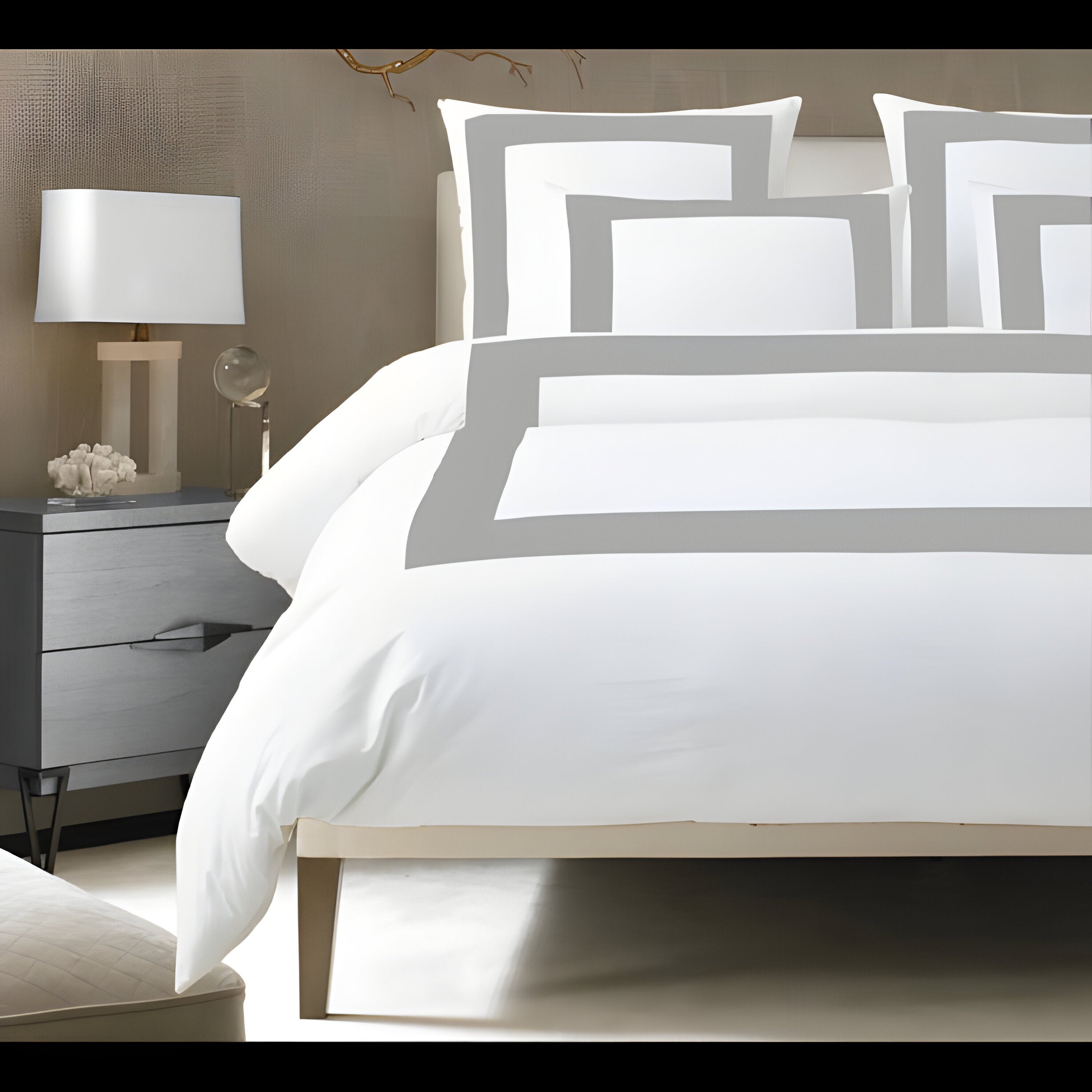 400TC Cotton Sateen Border Frame Duvet Cover Set