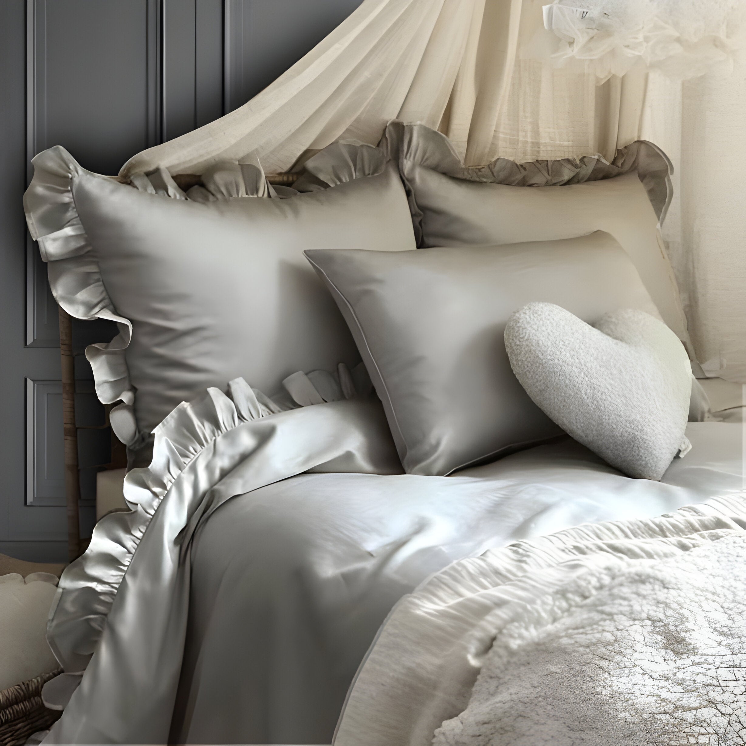400TC Cotton Sateen Ruffle Duvet Cover Set