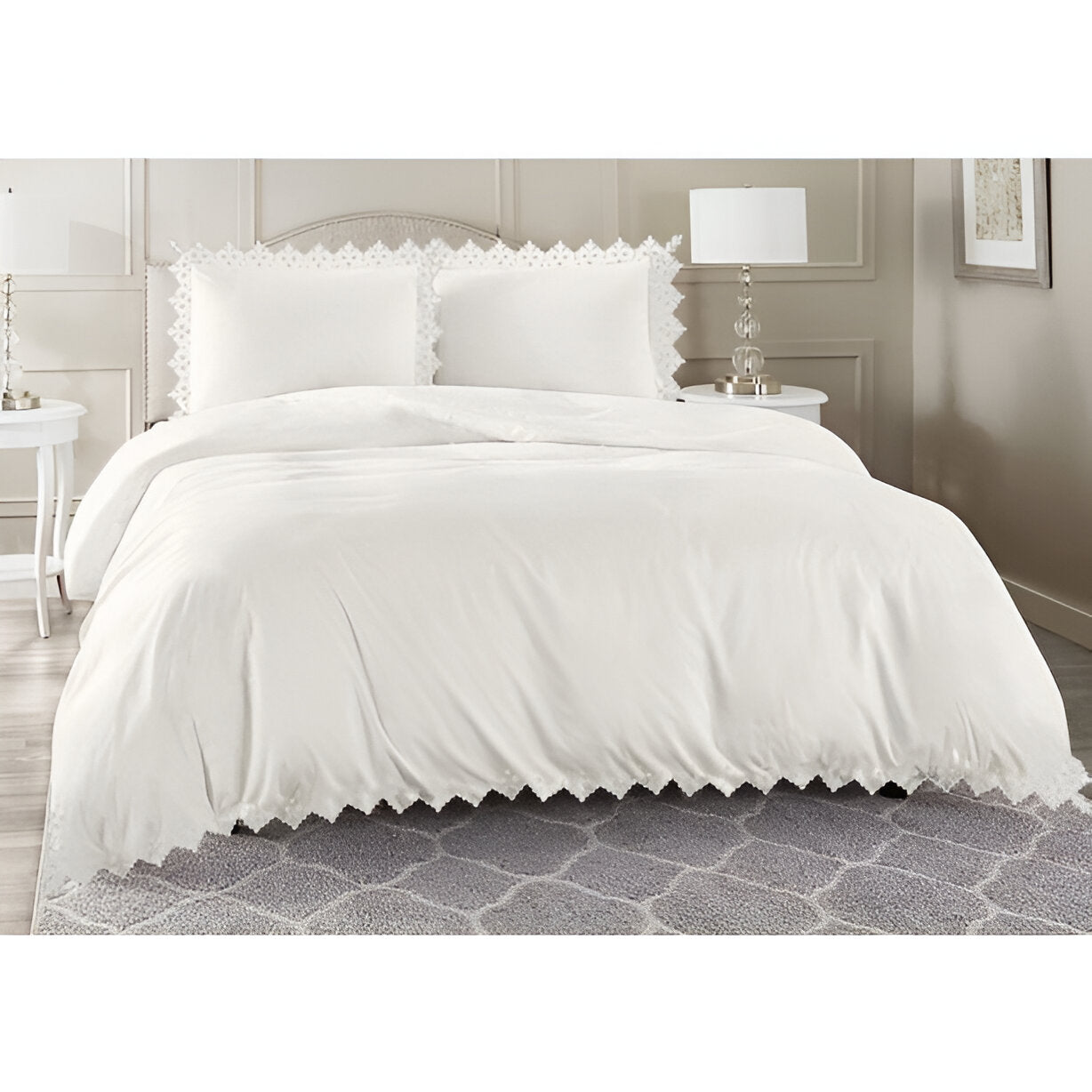 Elegant Flower Embroidered Duvet Cover Set