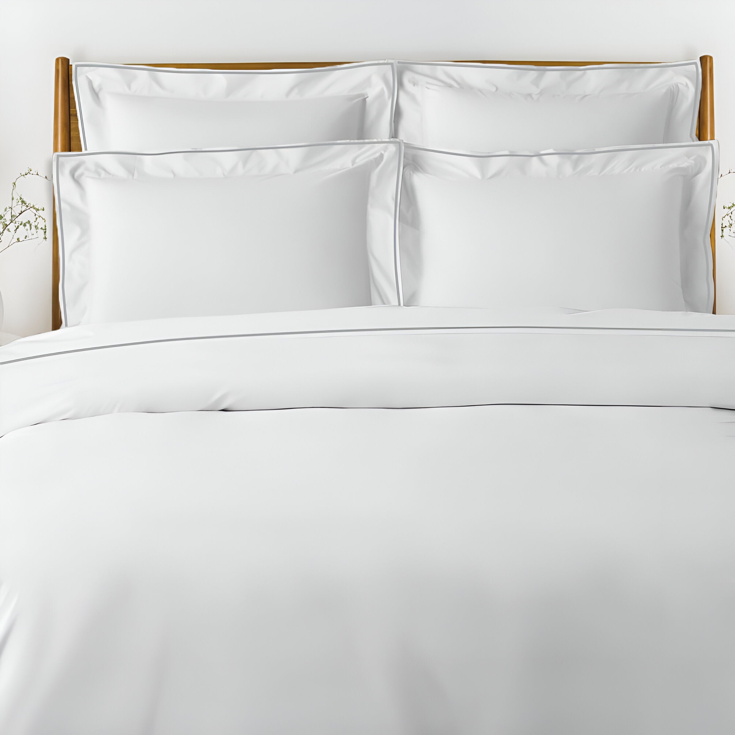 400TC Embroidery Cotton Sateen Solid Duvet Cover Set