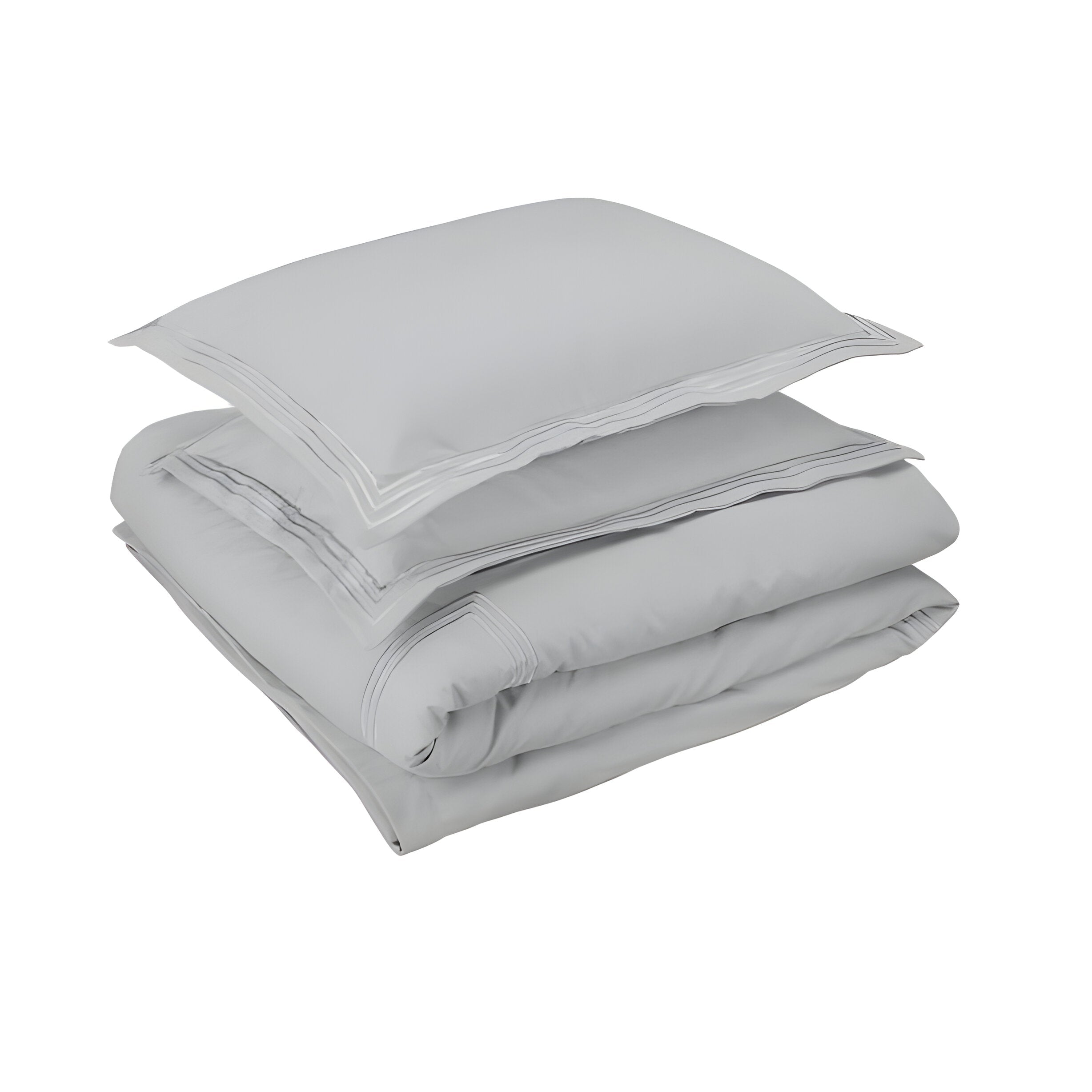 400TC Cotton Luxurious Triple Embroidery Sateen Solid Duvet Cover Set