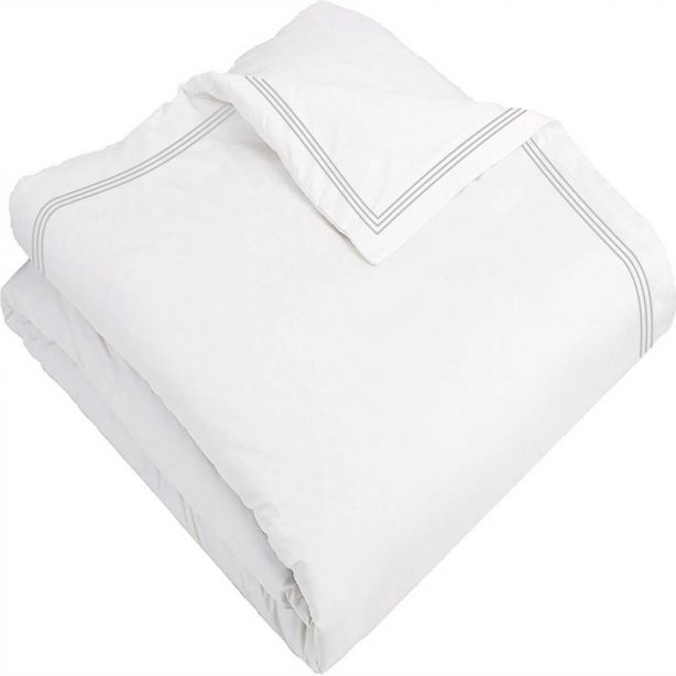 400TC Cotton Triple Edge Embroidery Sateen Solid Duvet Cover Set
