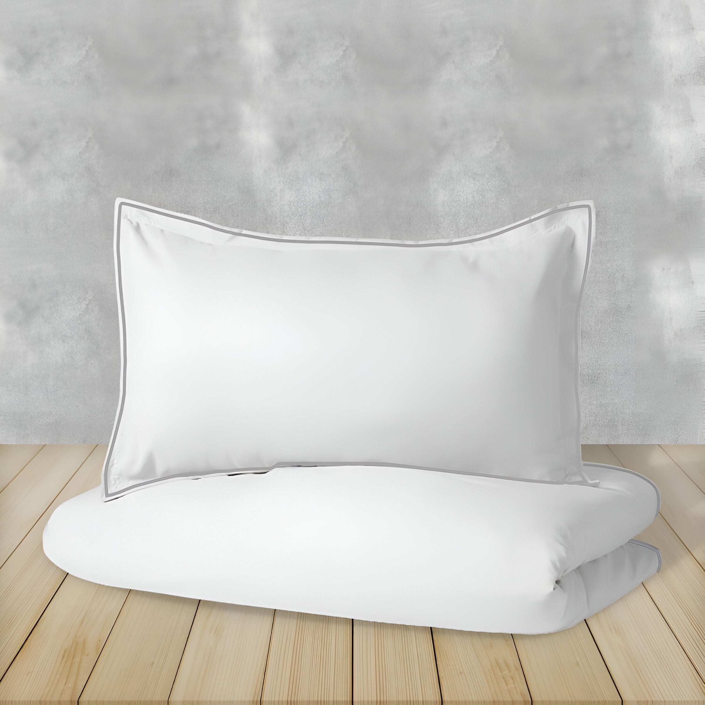 400TC Embroidery Cotton Sateen Solid Duvet Cover Set