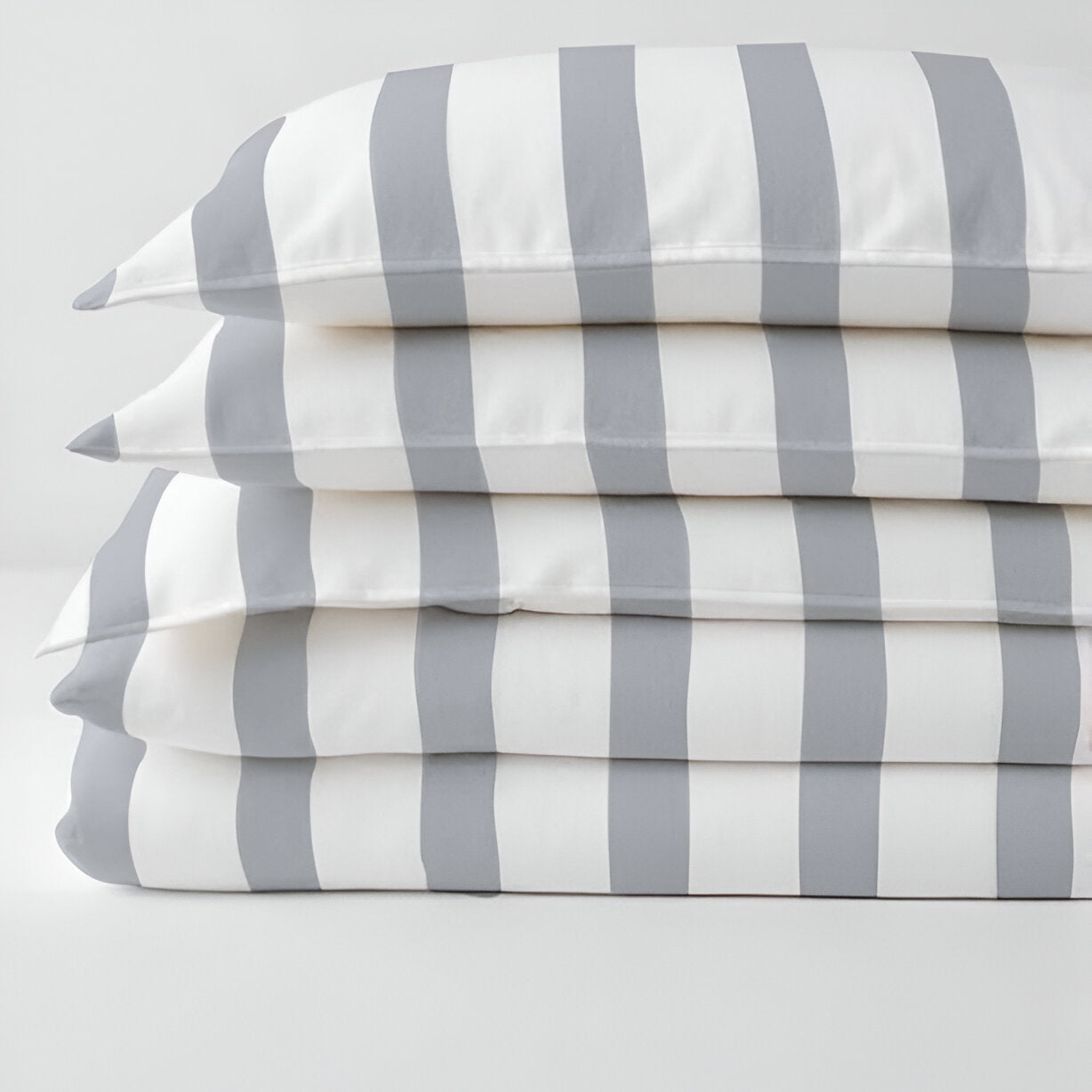 400TC Stripe Border Frame Cotton Sateen Duvet Cover Set
