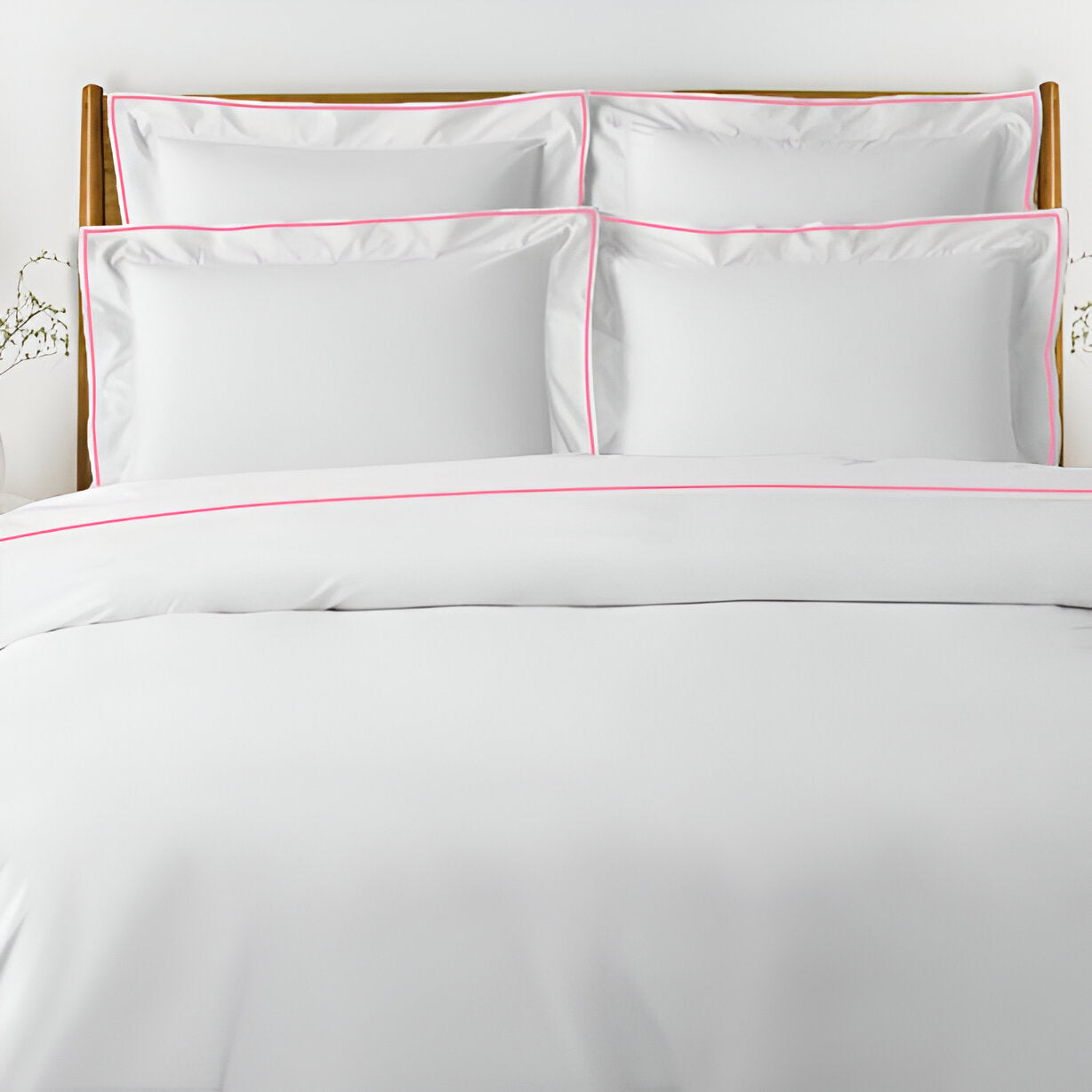 400TC Embroidery Cotton Sateen Solid Duvet Cover Set