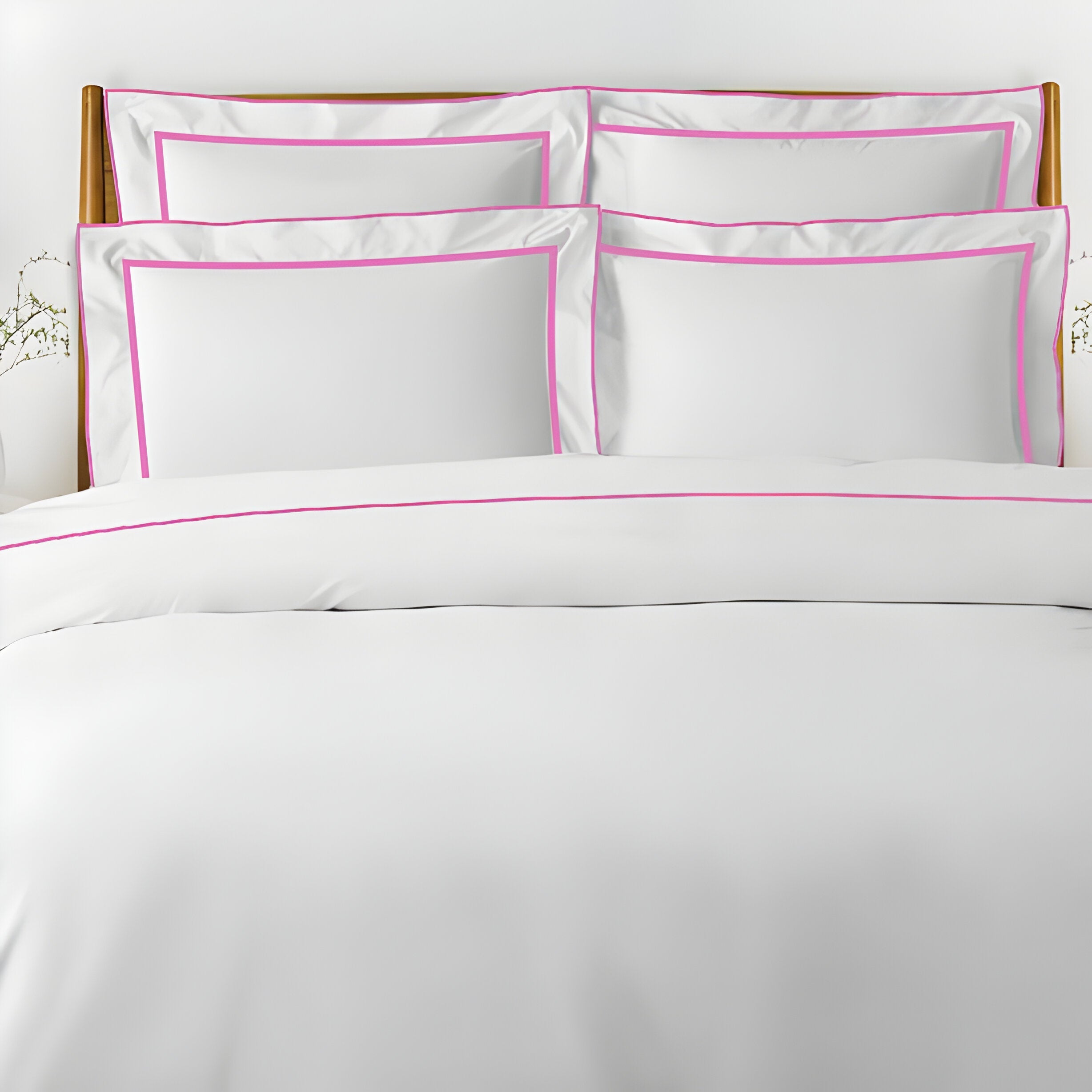 400TC Embroidery & Border Cotton Sateen Solid Duvet Cover Set