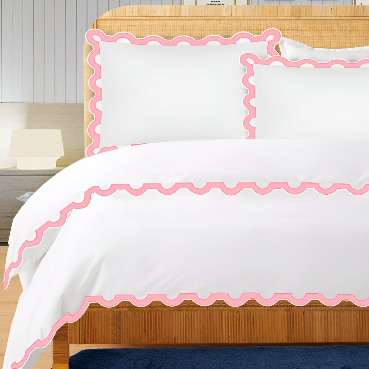 400TC U Shape Applique Embroidery Cotton Duvet Cover Set