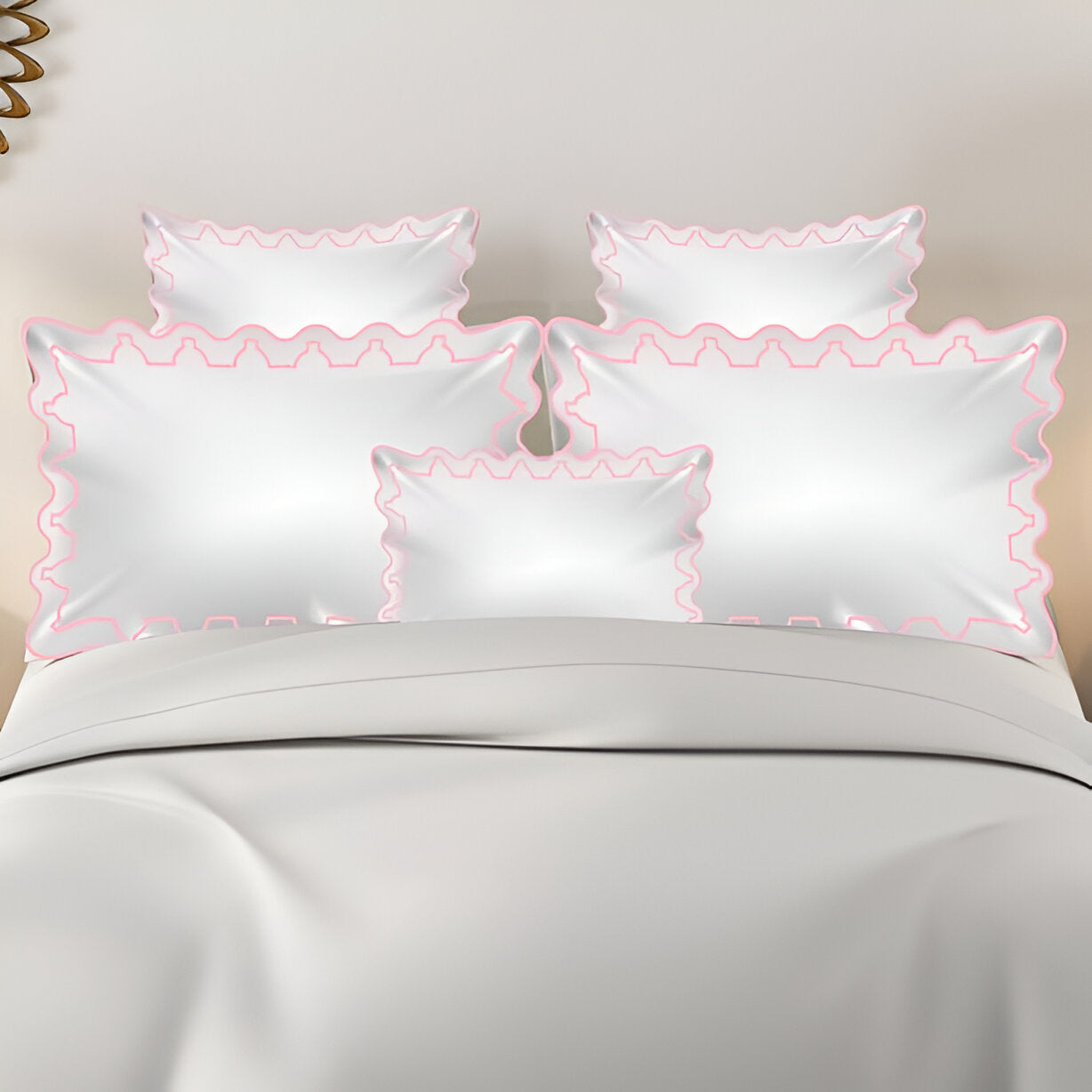 Imaginary Scallop 400TC Cotton Embroidery Sateen Solid Duvet Cover Set