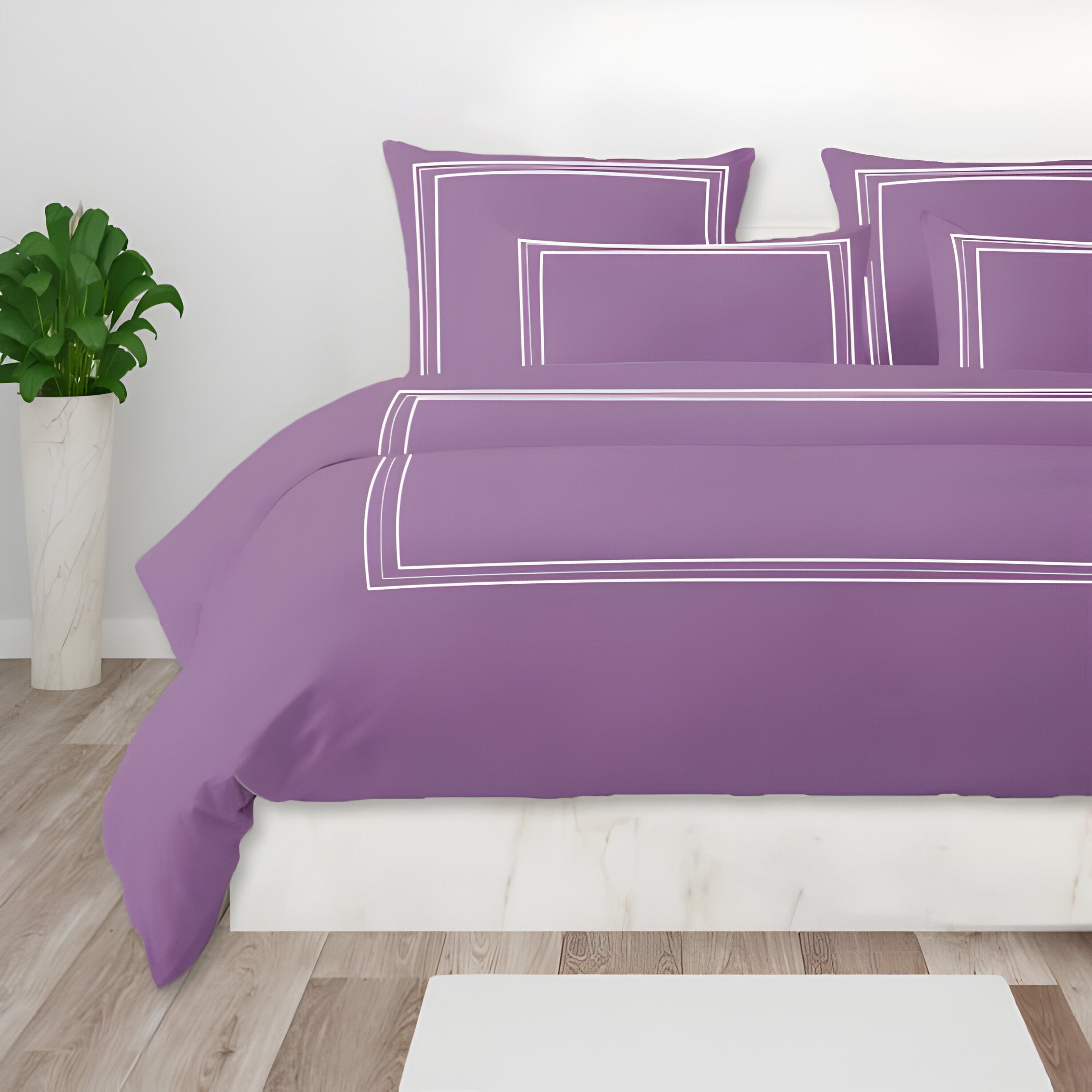 400TC Cotton Classic Luxurious Embroidery Sateen Solid Duvet Cover Set