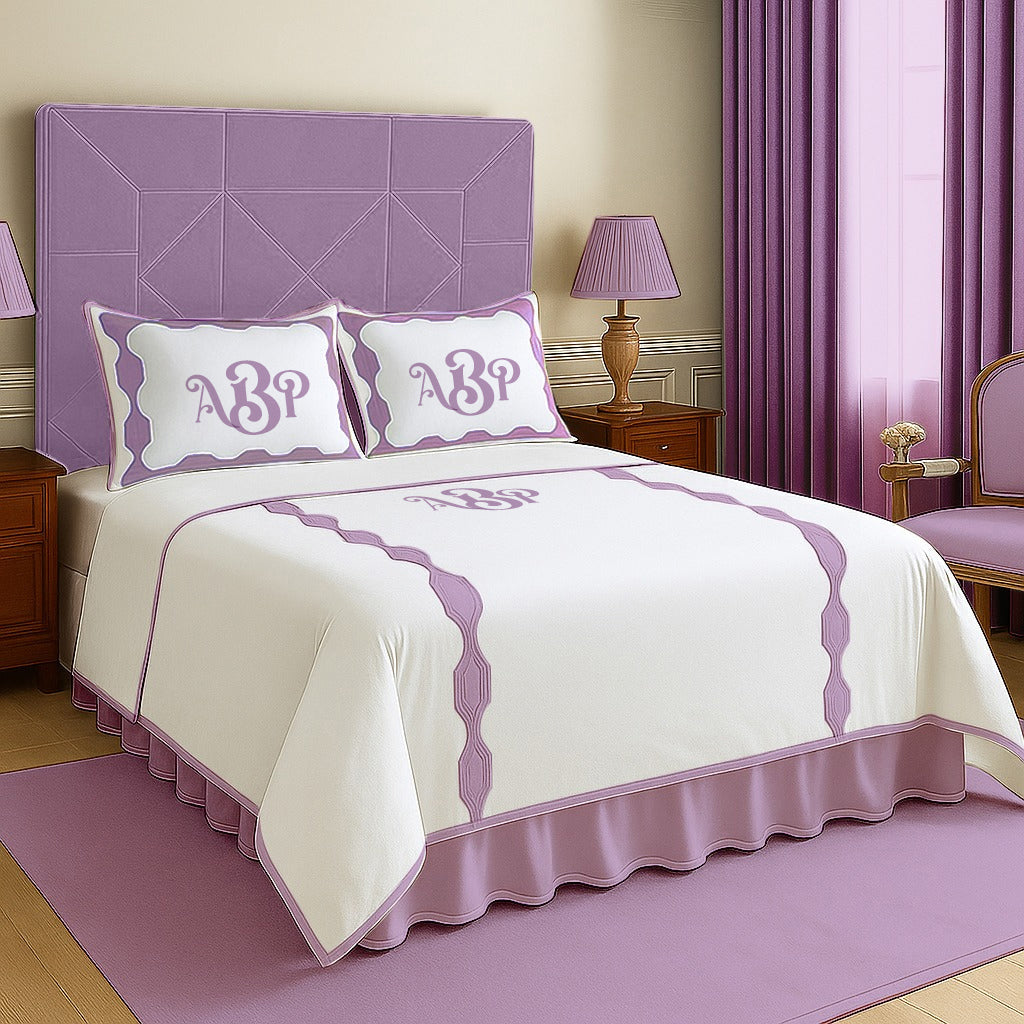 Monogram Hexagonal Applique Border Cotton Duvet Cover Set