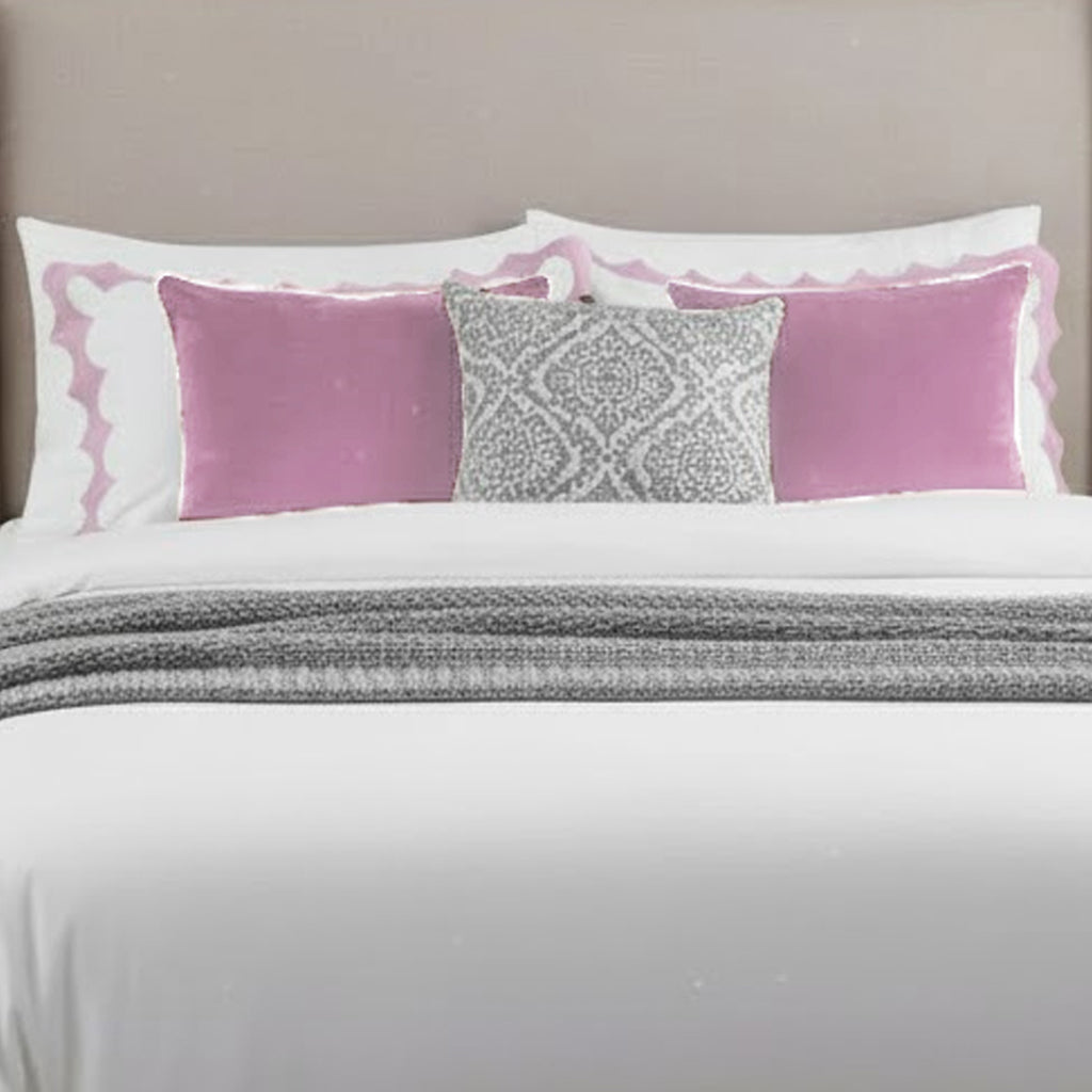 Reverse Scalloped Applique Embroidery Cotton Duvet Cover Set