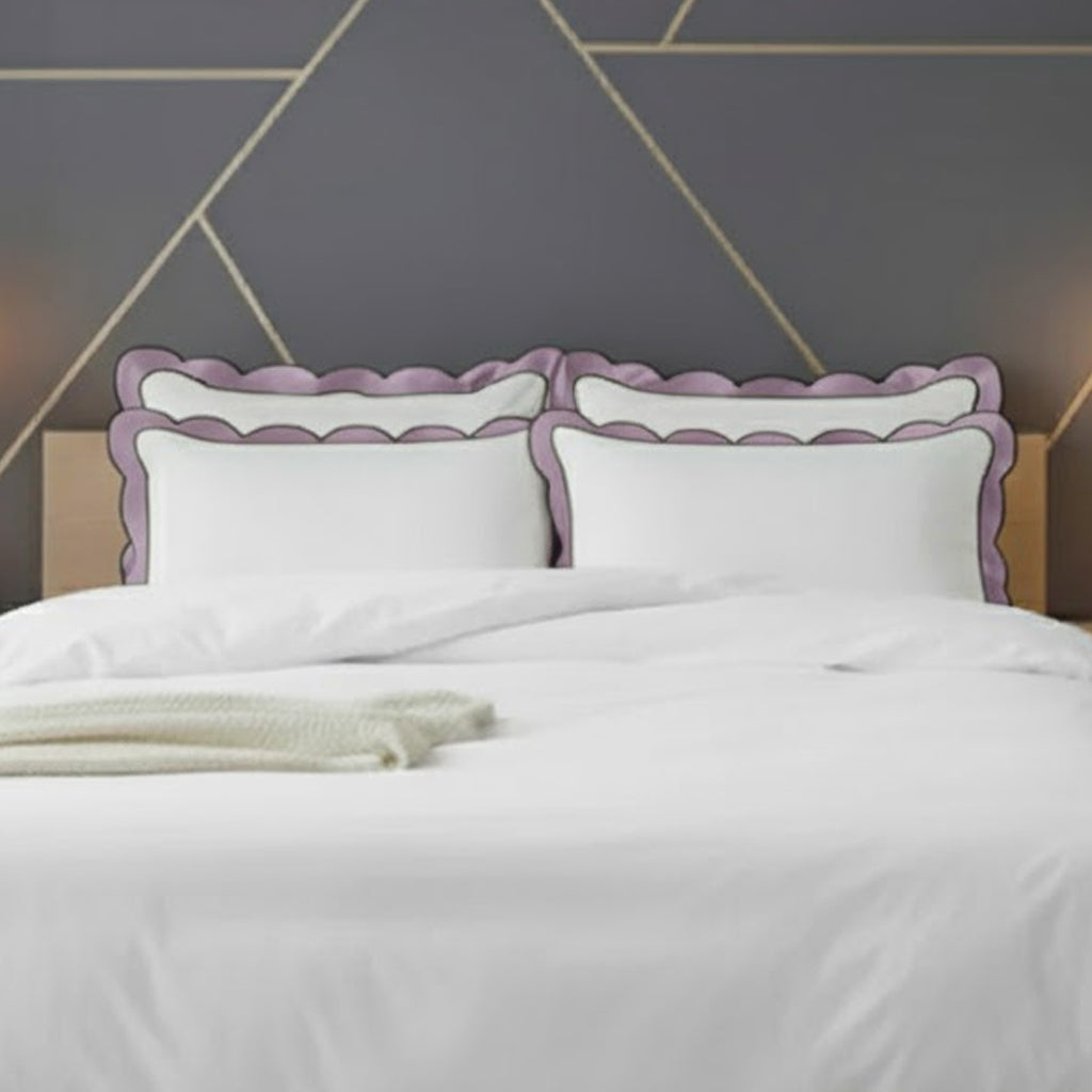 Scalloped & Wavy Applique Embroidery Cotton Duvet Cover Set