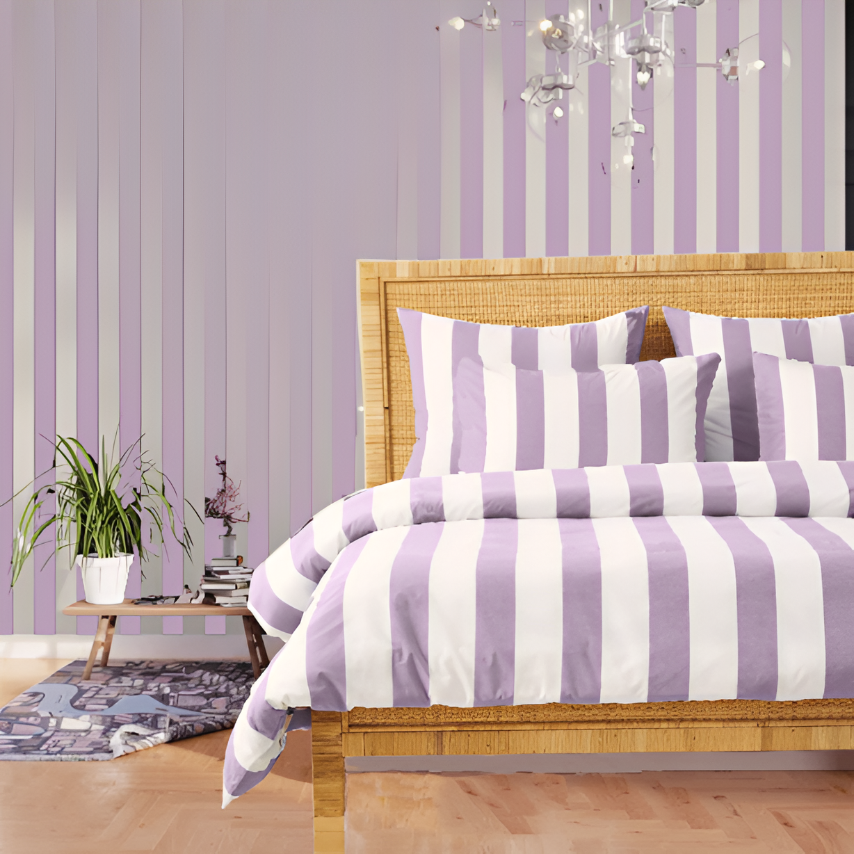 400TC Stripe Border Frame Cotton Sateen Duvet Cover Set