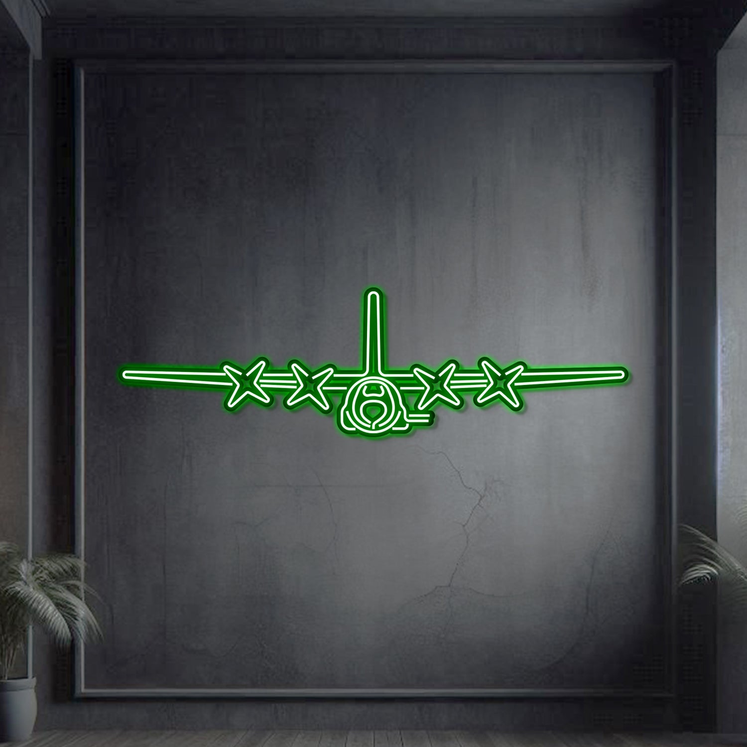 AC-130U Front Metall Neon Flugzeug Wandkunst - NCN0012