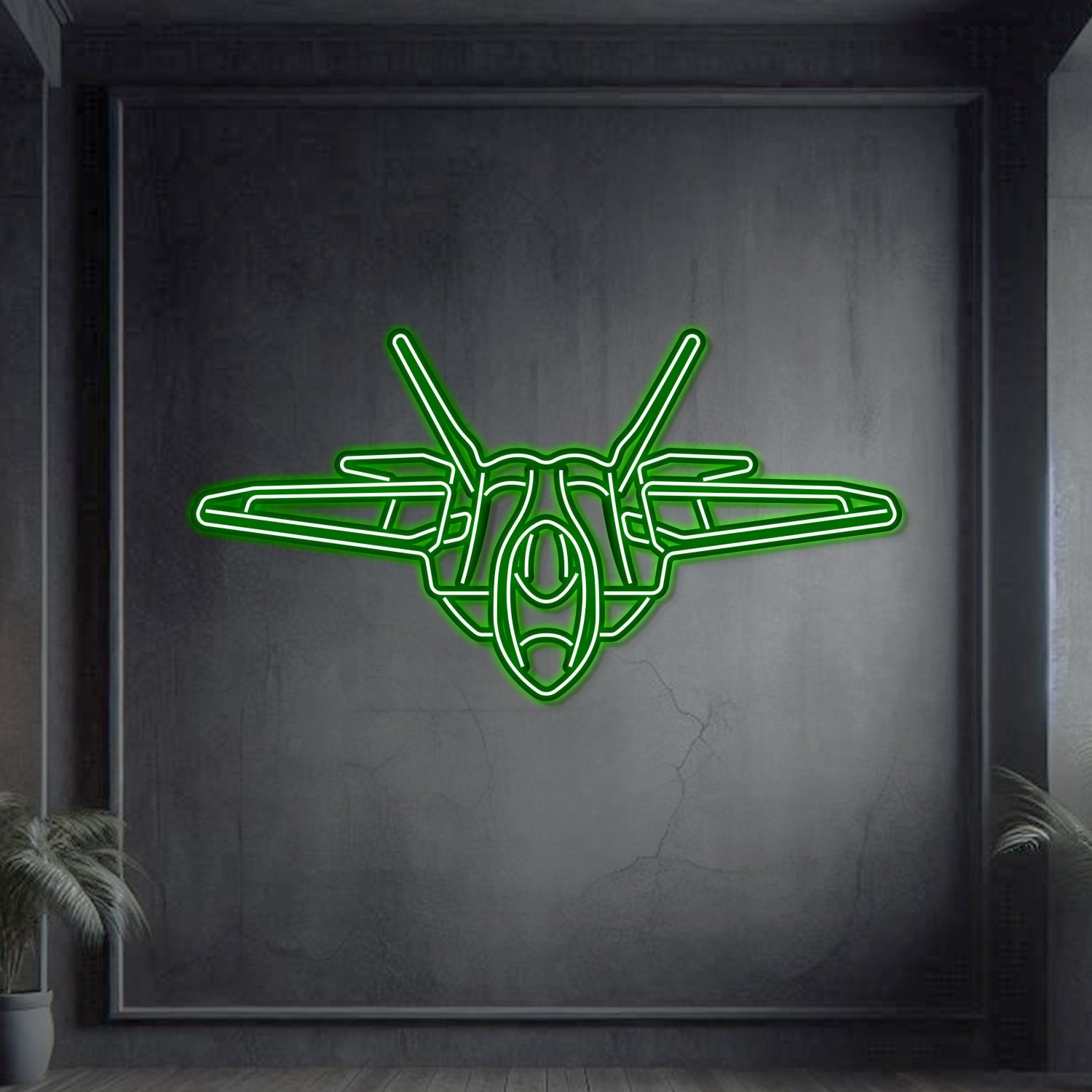 F-22 Raptor Winkelmetall Neon Flugzeug Wandkunst - NCN0039