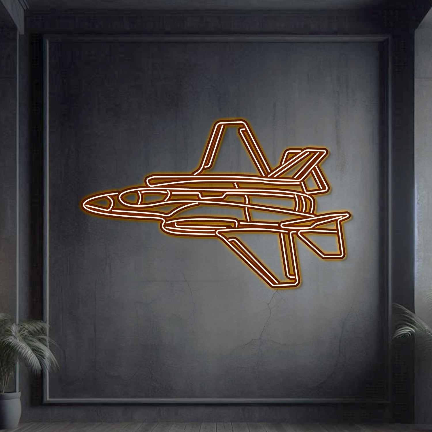 F-35A Lightning II Winkel Metall Neon Flugzeug Wandkunst - NCN0042