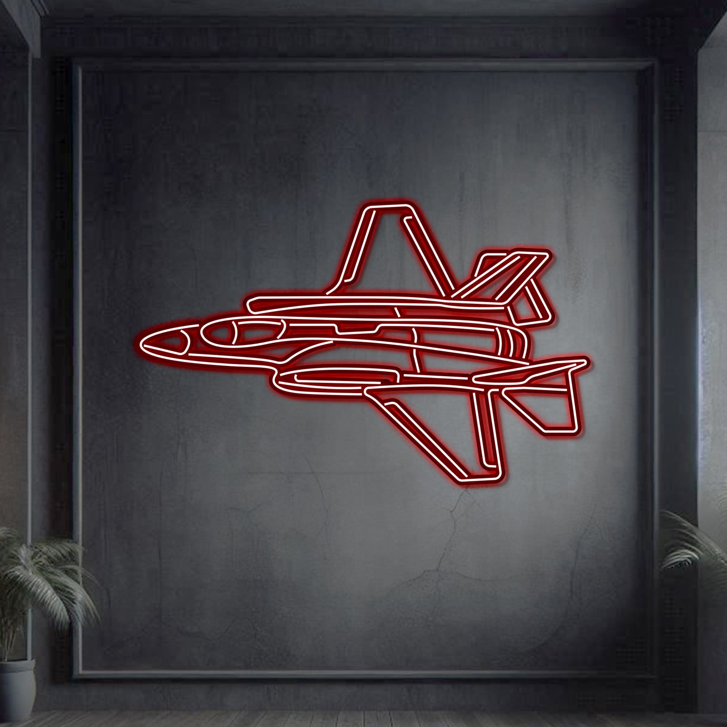 F-35A Lightning II Winkel Metall Neon Flugzeug Wandkunst - NCN0042