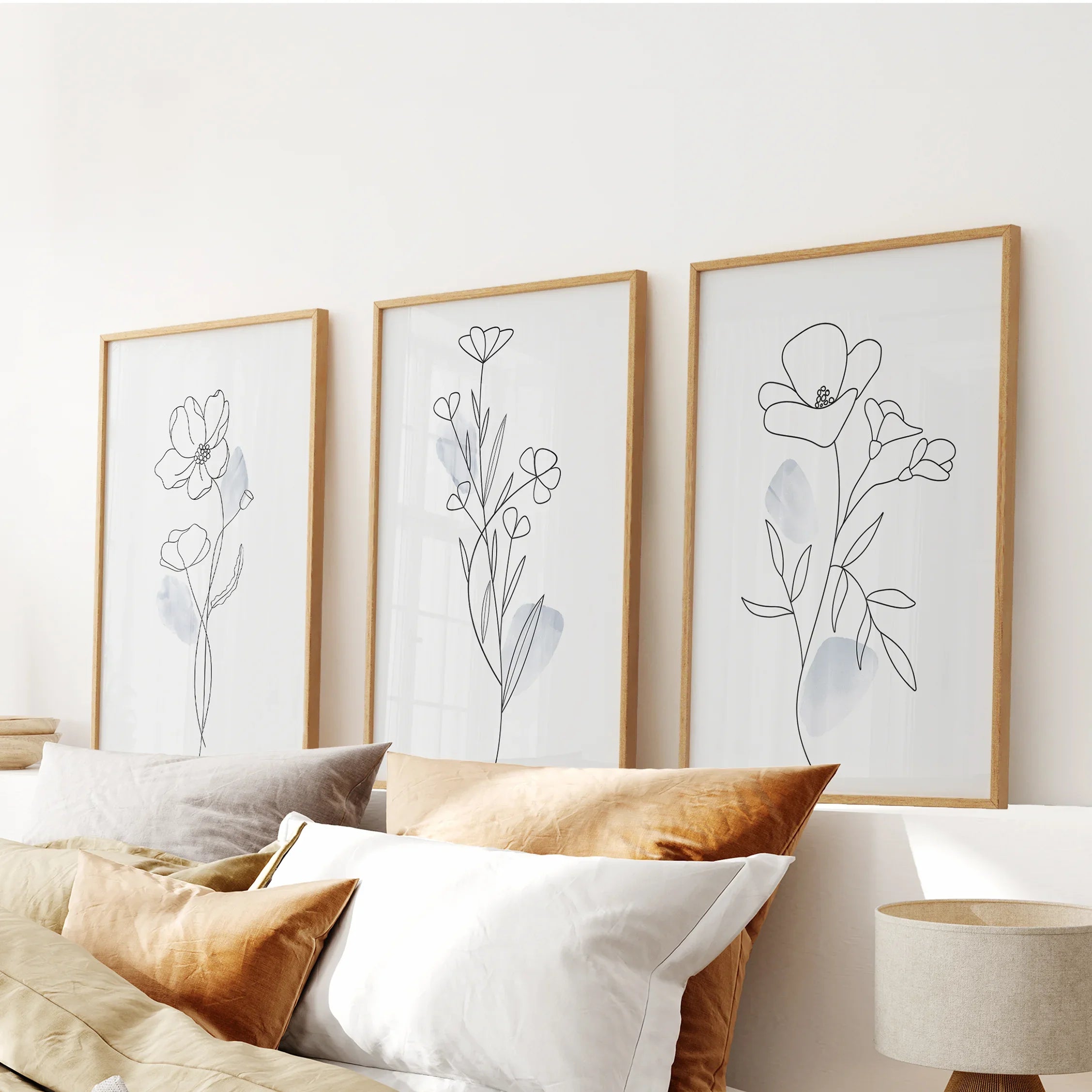 Black and White Botanical Prints. Modern Minimalist Line Art