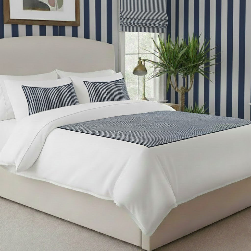 Classic Applique Ticking Stripe Cotton Duvet Cover Set