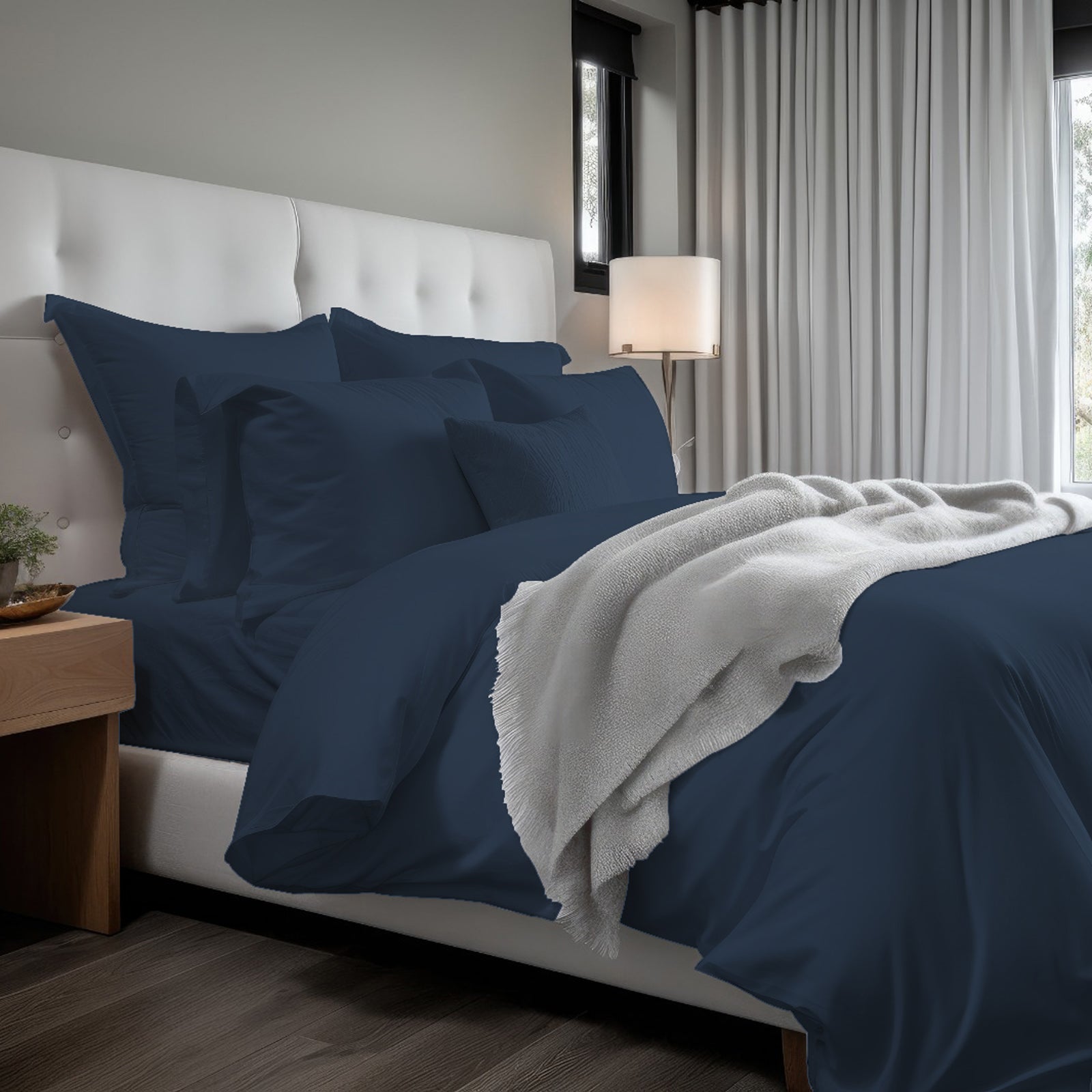 400TC Cotton Sateen Solid Duvet Cover Set