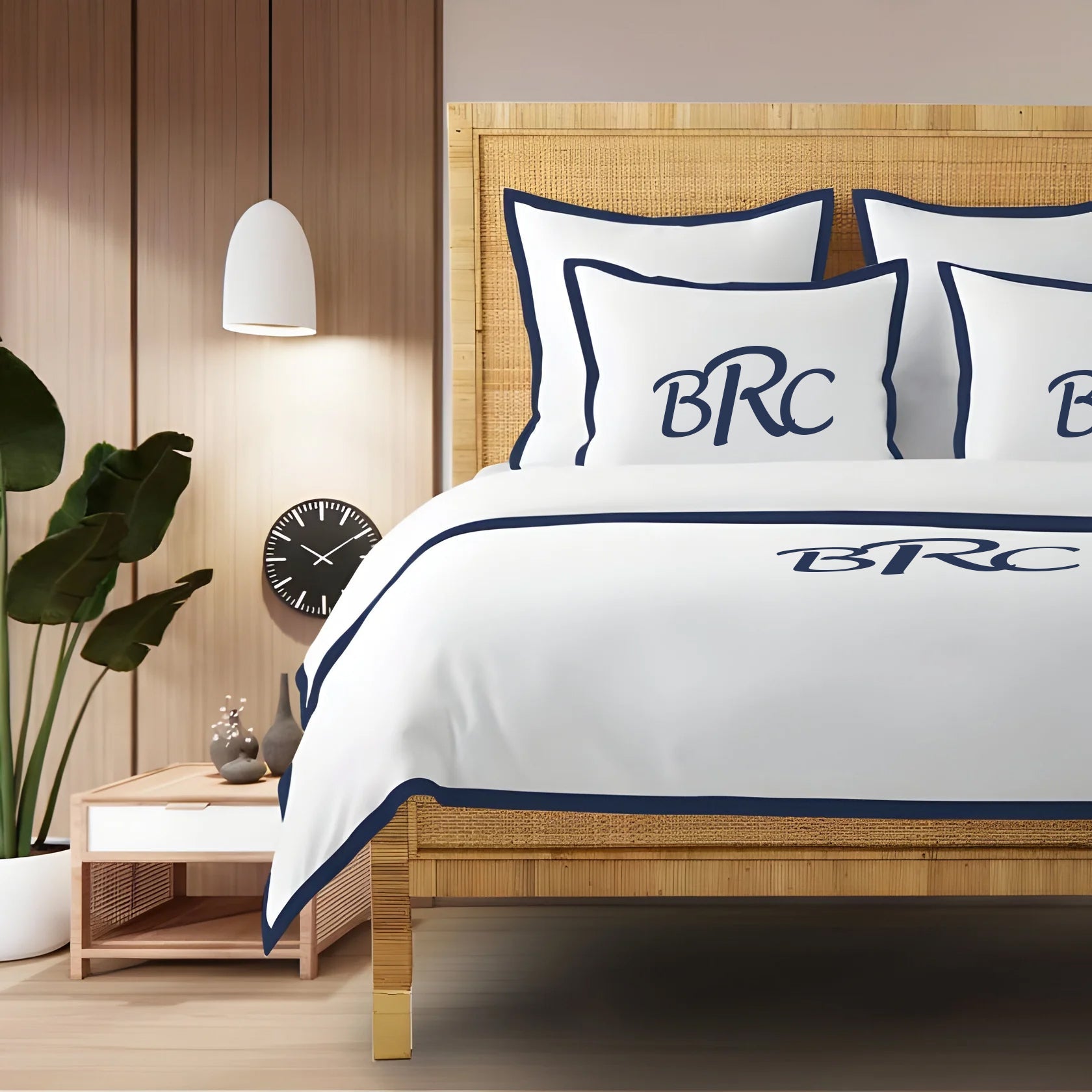 Monogram 400TC Cotton Sateen Edge Border Frame Duvet Cover set