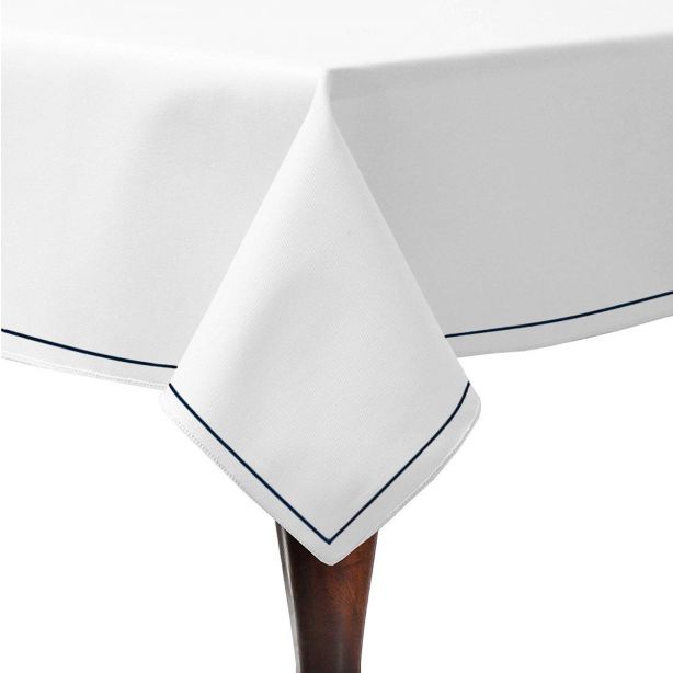 Single Embroidery Border Sateen Cotton Solid Table Cloth
