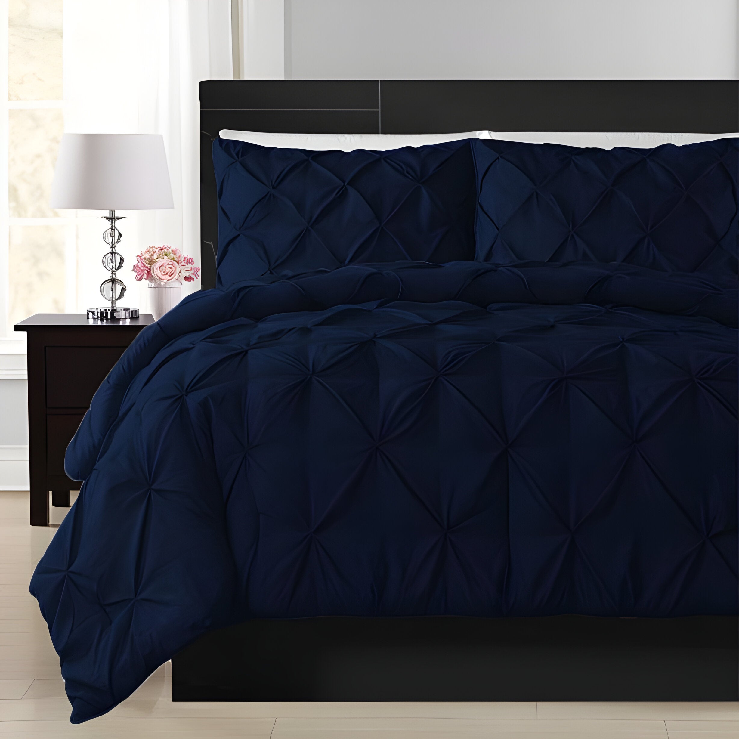400TC Cotton Pintuck Sateen Solid Duvet Cover Set