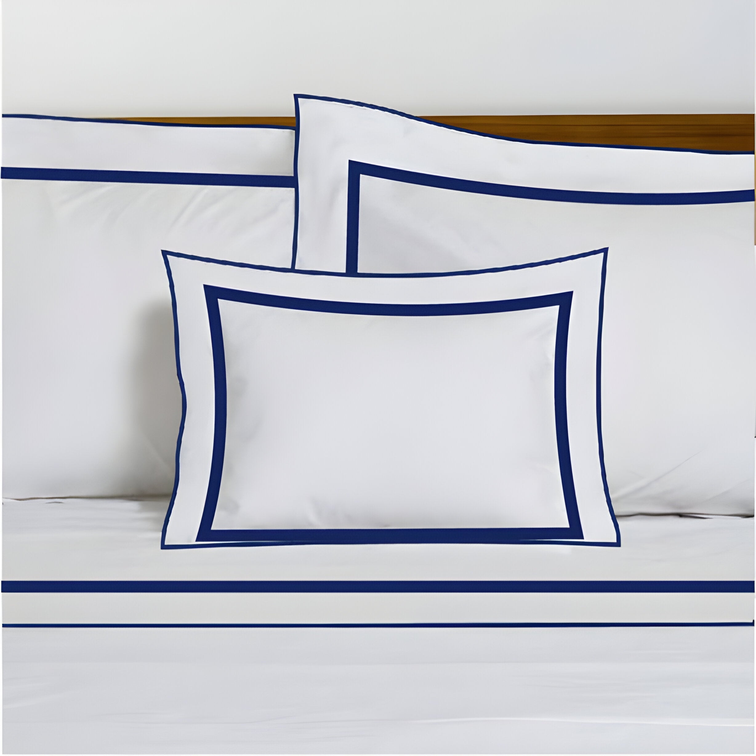 400TC Embroidery & Border Cotton Sateen Solid Duvet Cover Set