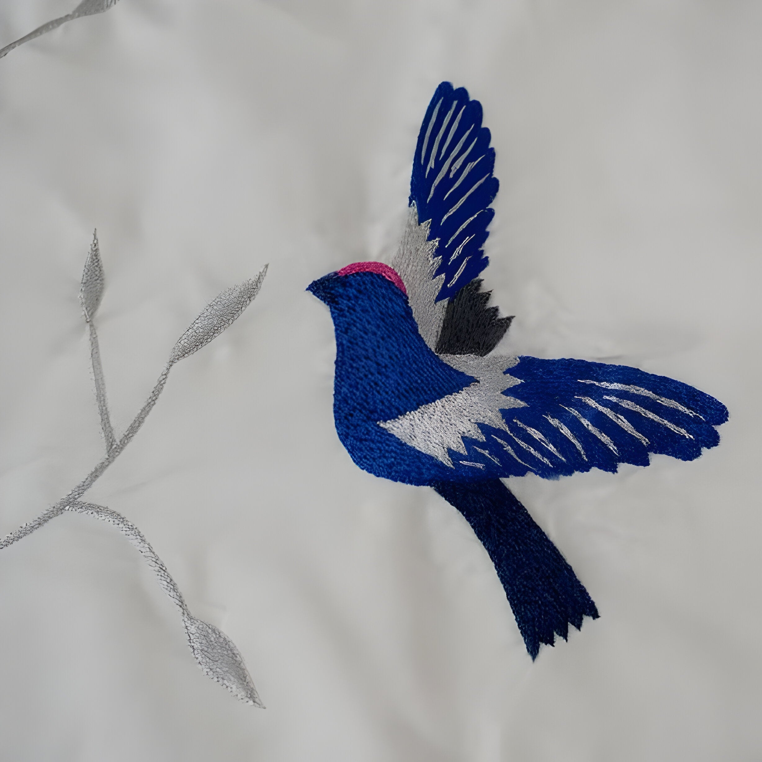 Swallow Embroidered Cotton Sateen Duvet Cover Set