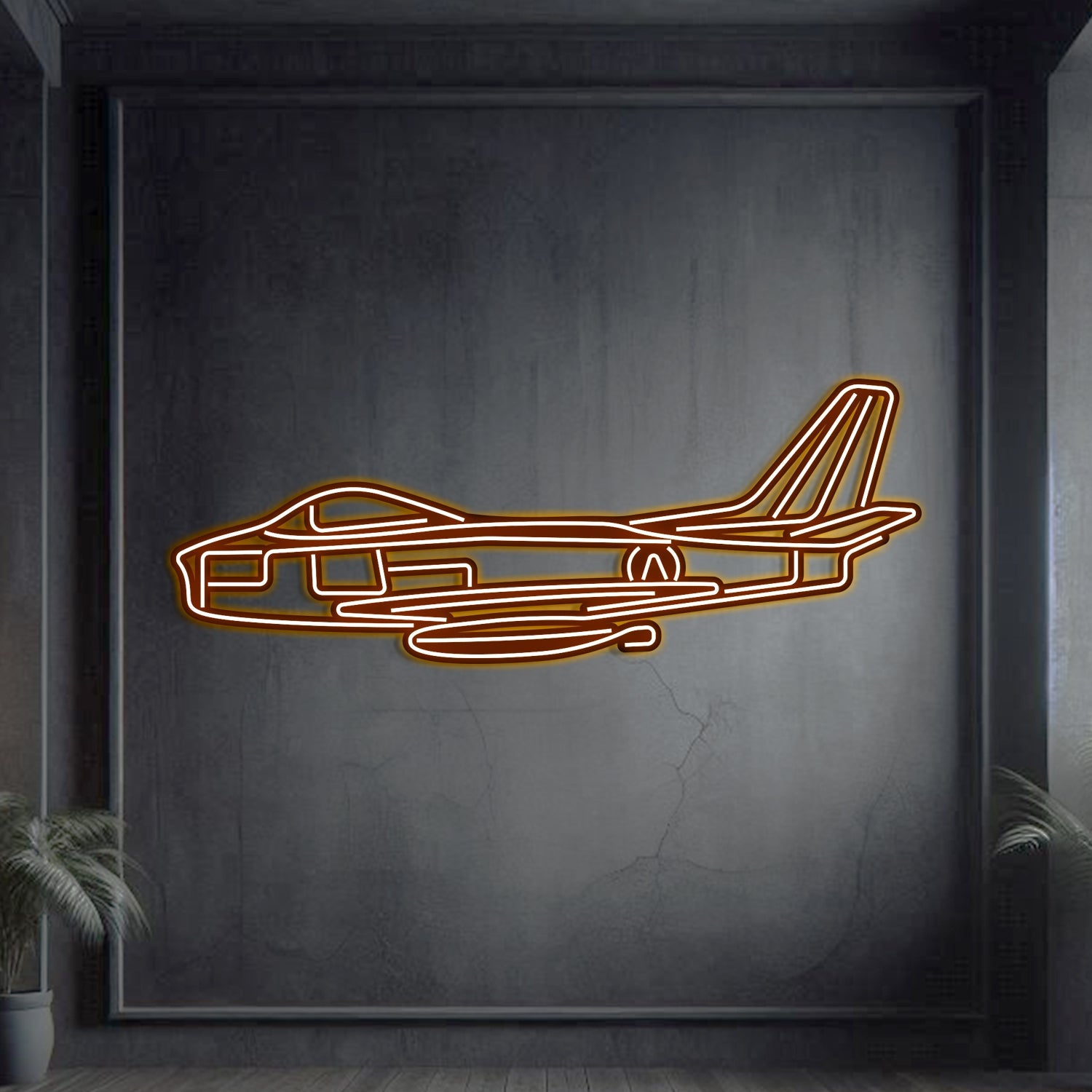 F-86 Sabre Metall-Neon-Flugzeug-Wandkunst - NCN0044