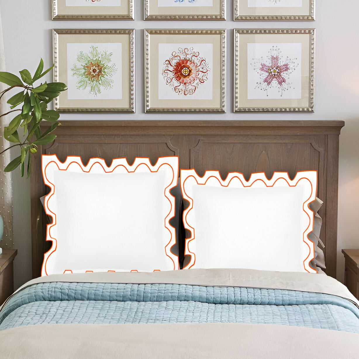 400TC Zig & Zag U Shape Embroidery Cotton Duvet Cover Set