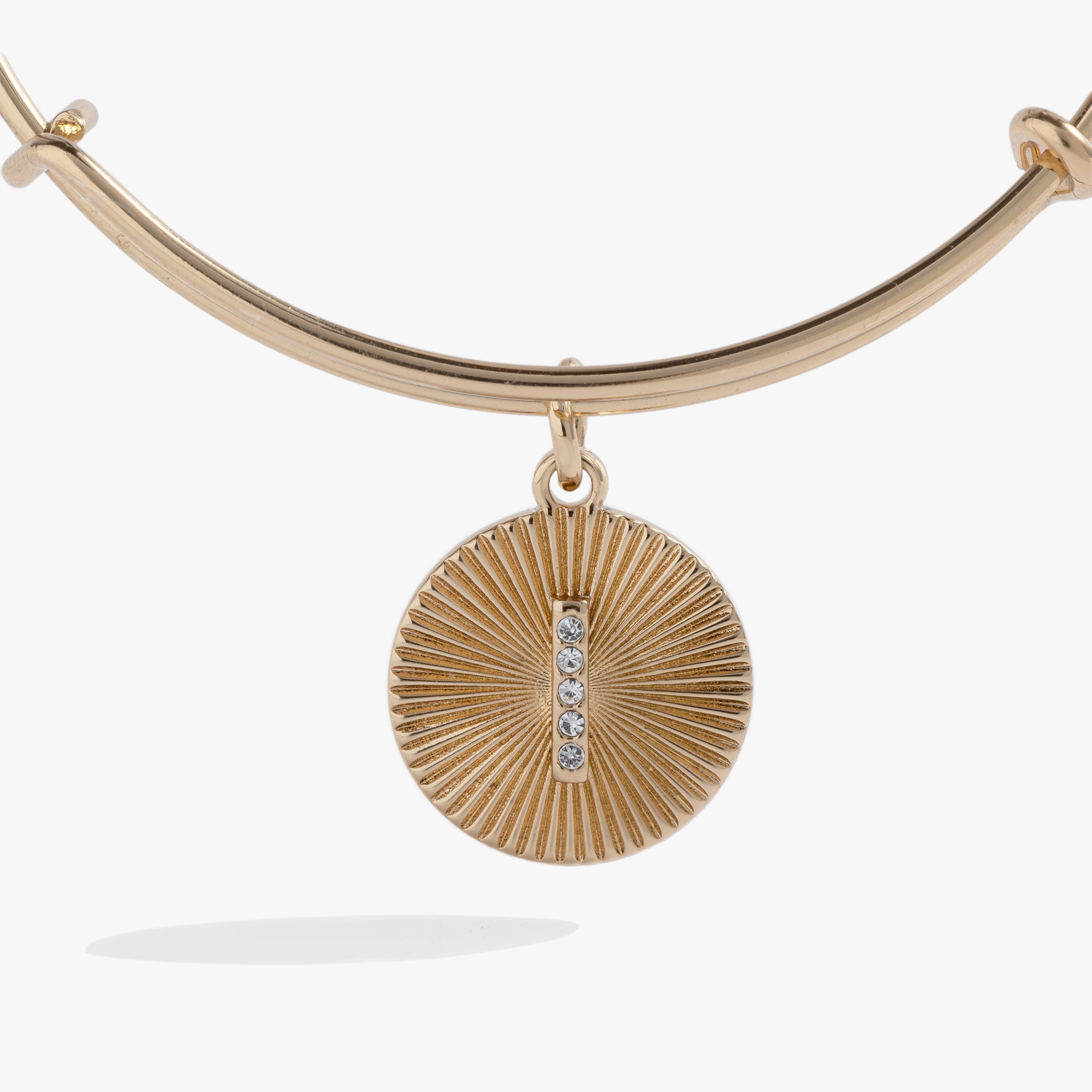 Initial I Pave Starburst Texture Bangle