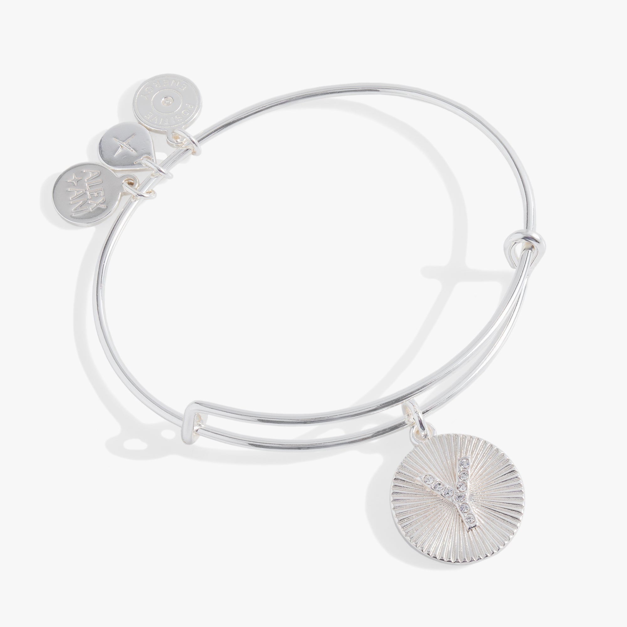 Initial Y Pave Starburst Texture Bangle