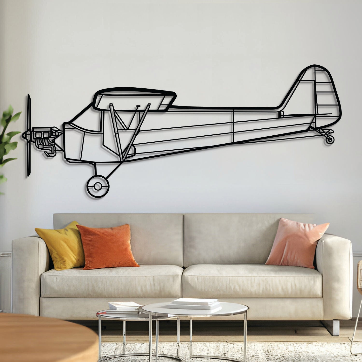 Piper J-3 Cub Metallflugzeug Wandkunst - NCP0439