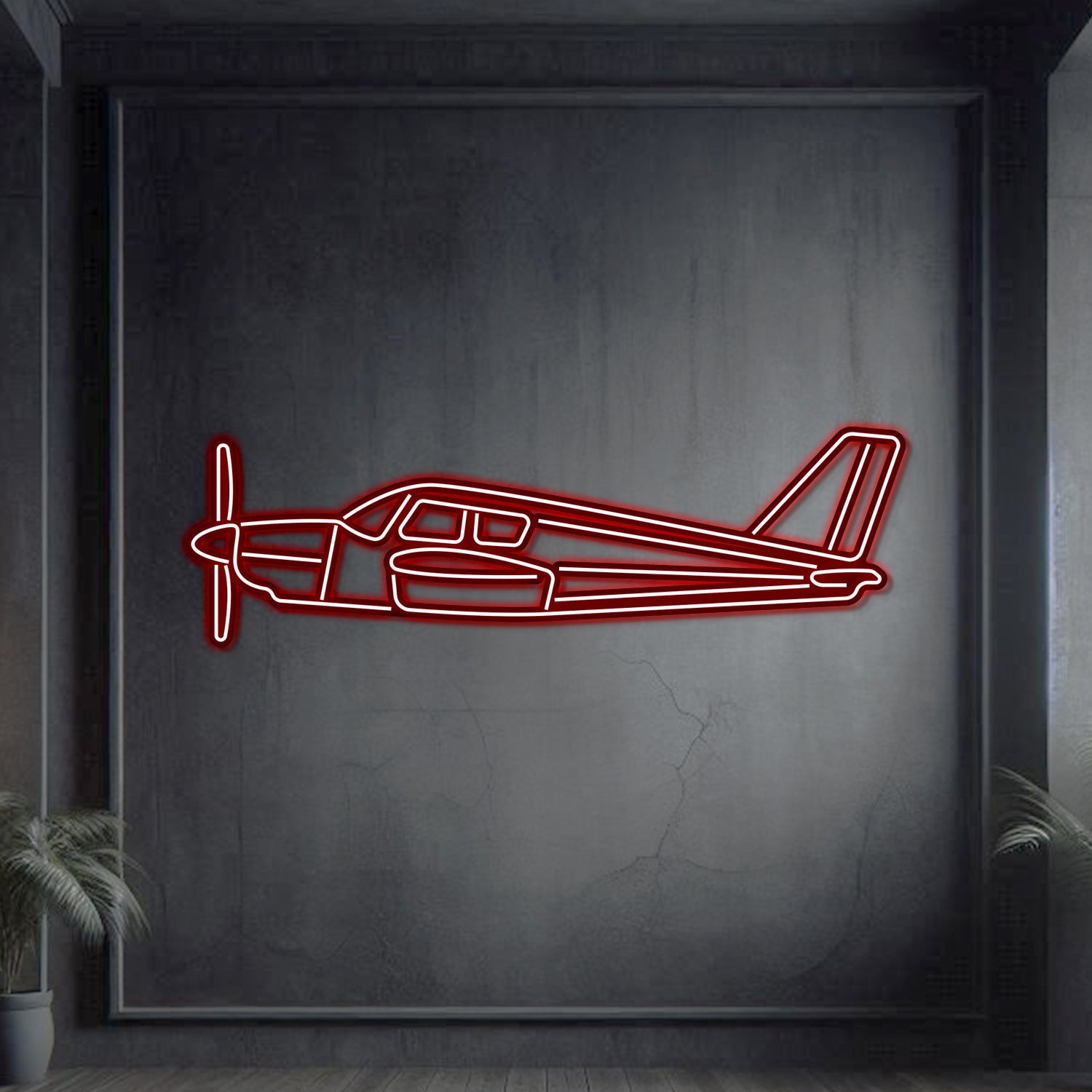 PA-28 Cherokee Metall Neon Flugzeug Wandkunst - NCN0056